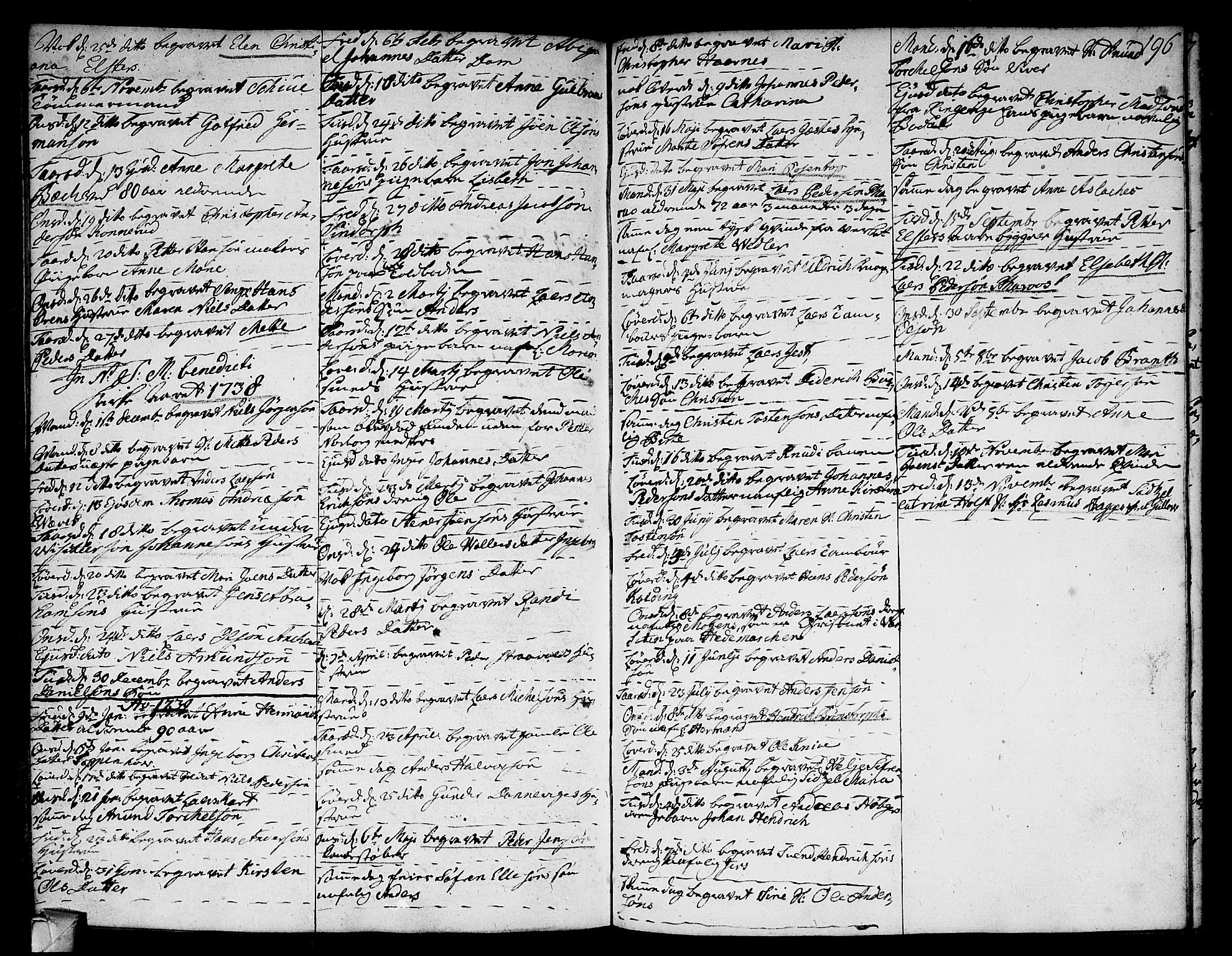 Strømsø kirkebøker, AV/SAKO-A-246/F/Fa/L0005: Parish register (official) no. I 5, 1734-1739, p. 196