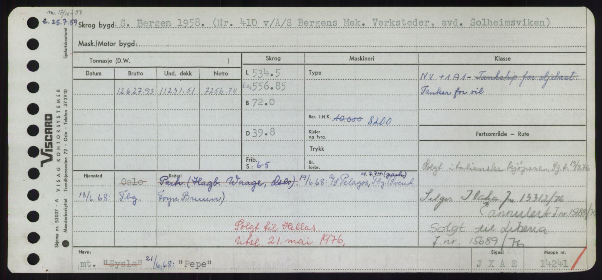 Sjøfartsdirektoratet med forløpere, Skipsmålingen, RA/S-1627/H/Hd/L0029: Fartøy, P, p. 161