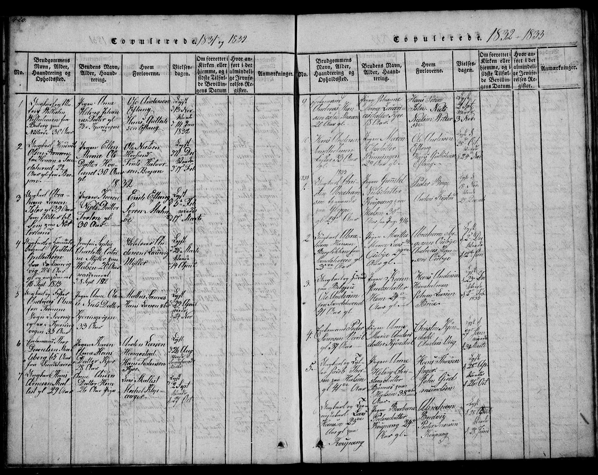 Tjølling kirkebøker, SAKO/A-60/G/Ga/L0001: Parish register (copy) no. 1, 1814-1835, p. 420