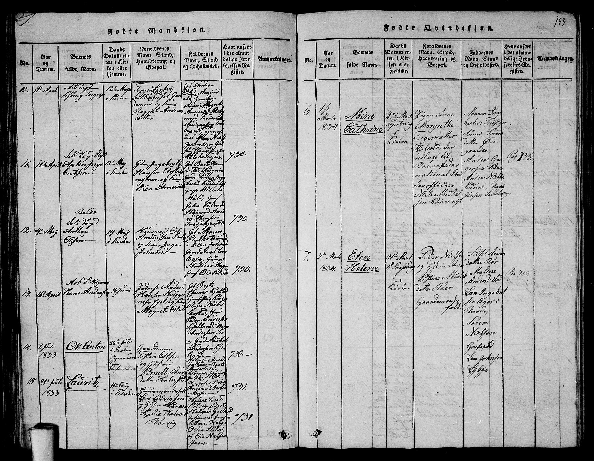 Rygge prestekontor Kirkebøker, SAO/A-10084b/G/Ga/L0001: Parish register (copy) no. 1, 1814-1871, p. 152-153