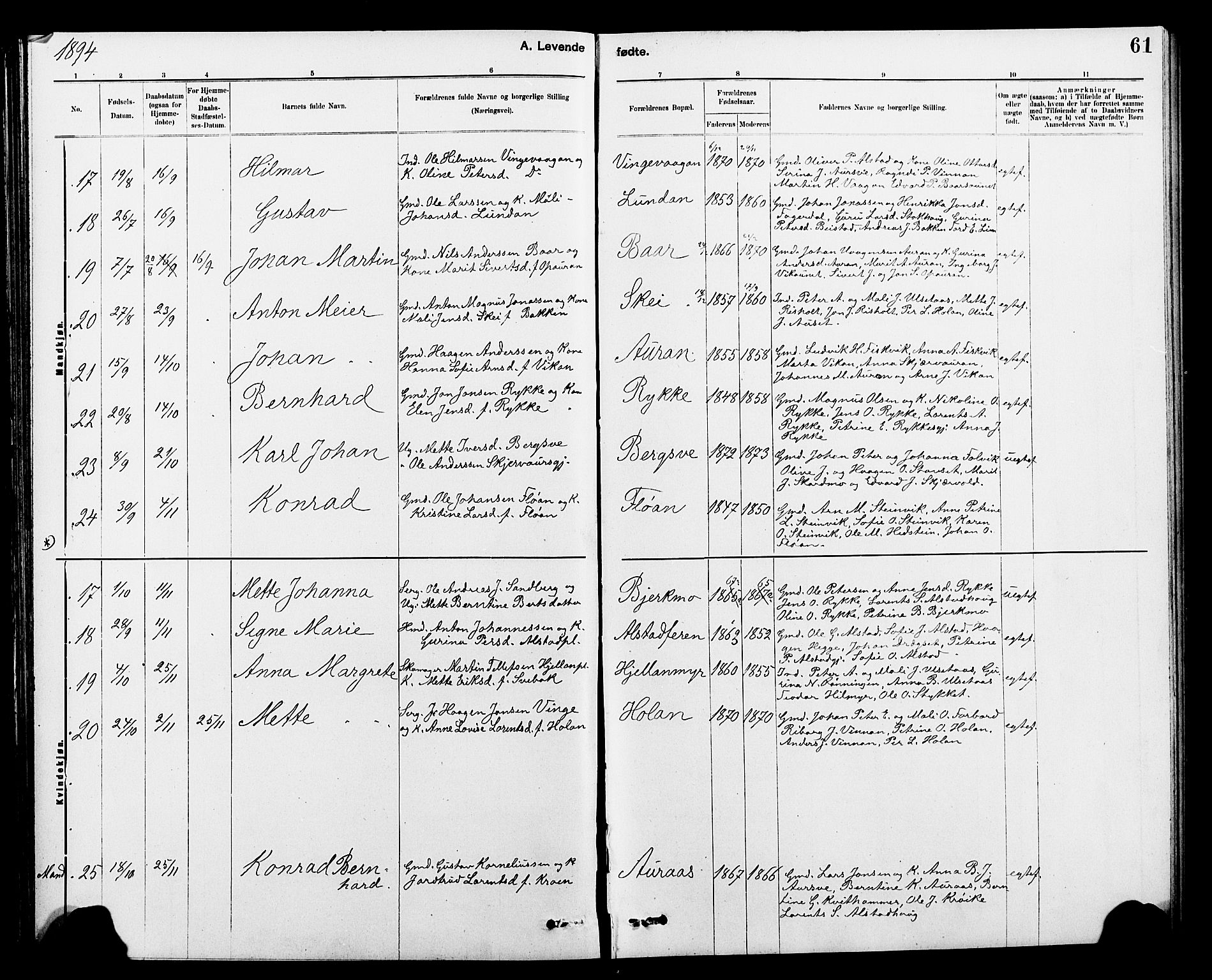 Ministerialprotokoller, klokkerbøker og fødselsregistre - Nord-Trøndelag, AV/SAT-A-1458/712/L0103: Parish register (copy) no. 712C01, 1878-1917, p. 61