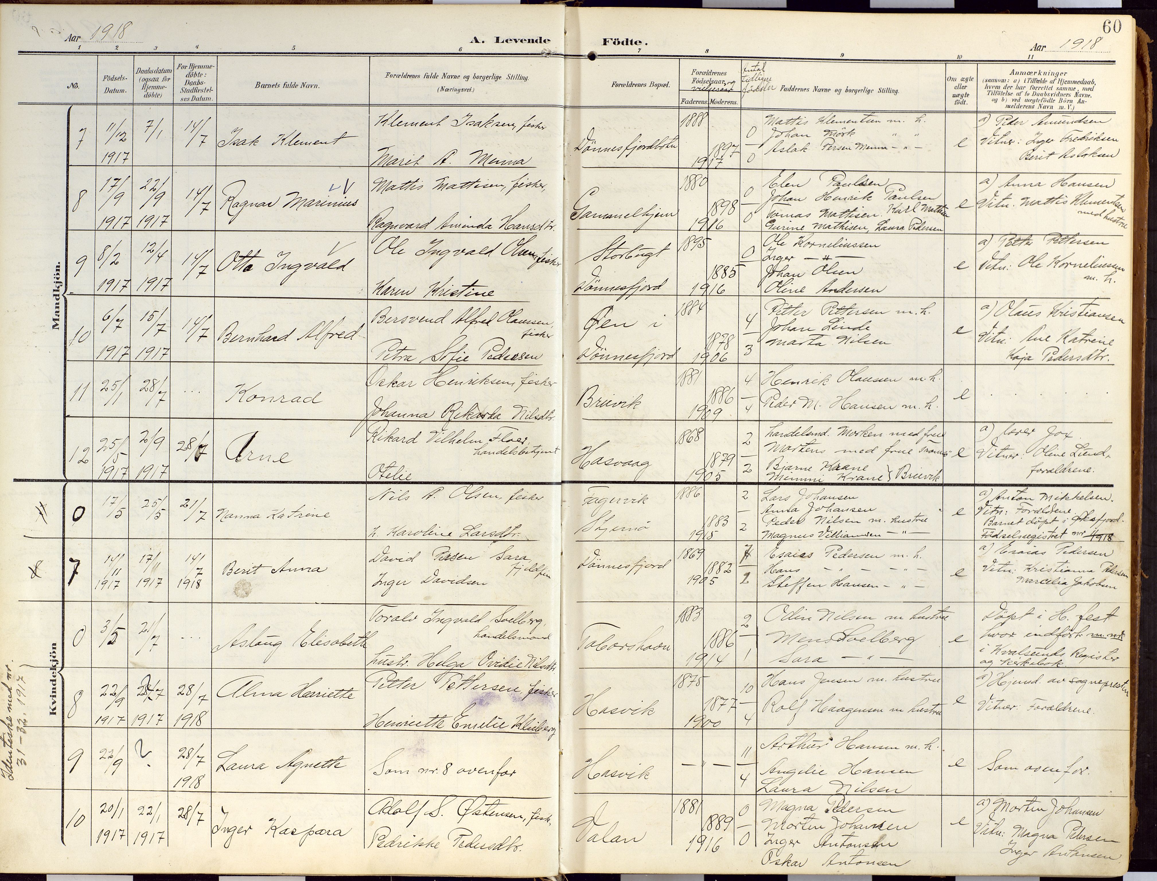 Loppa sokneprestkontor, SATØ/S-1339/H/Ha/L0010kirke: Parish register (official) no. 10, 1907-1922, p. 60