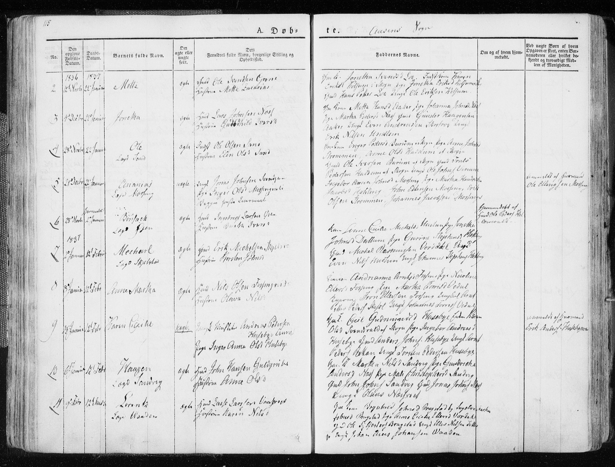 Ministerialprotokoller, klokkerbøker og fødselsregistre - Nord-Trøndelag, SAT/A-1458/713/L0114: Parish register (official) no. 713A05, 1827-1839, p. 115
