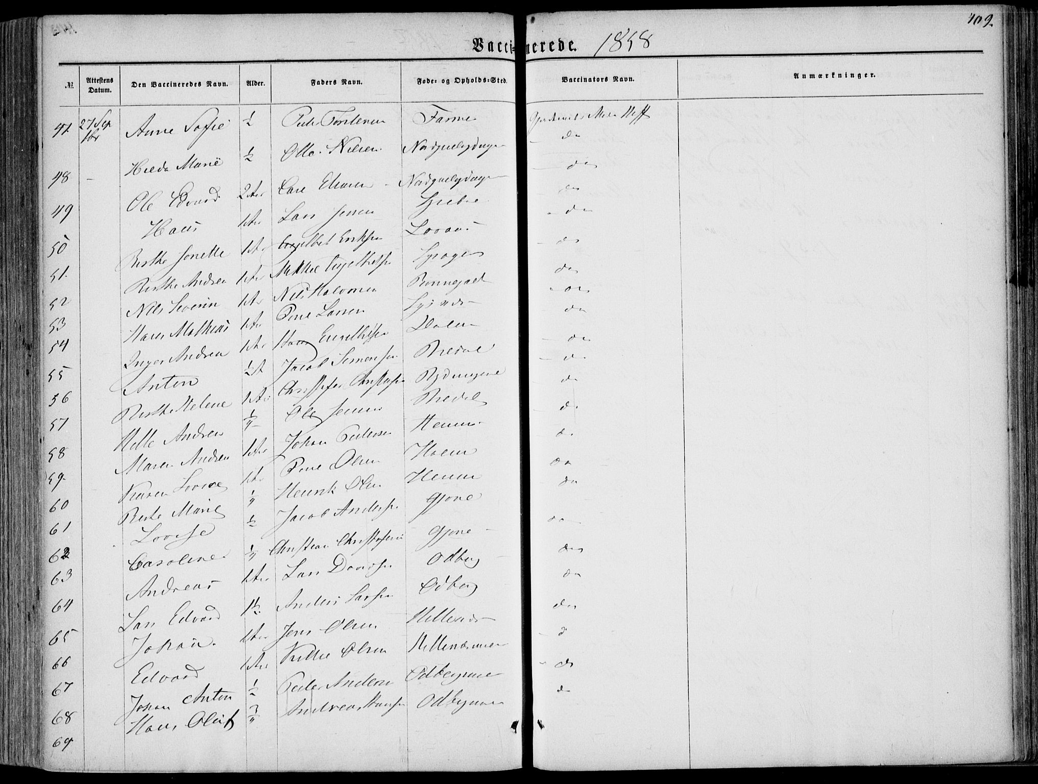 Hedrum kirkebøker, SAKO/A-344/F/Fa/L0007: Parish register (official) no. I 7, 1857-1868, p. 409