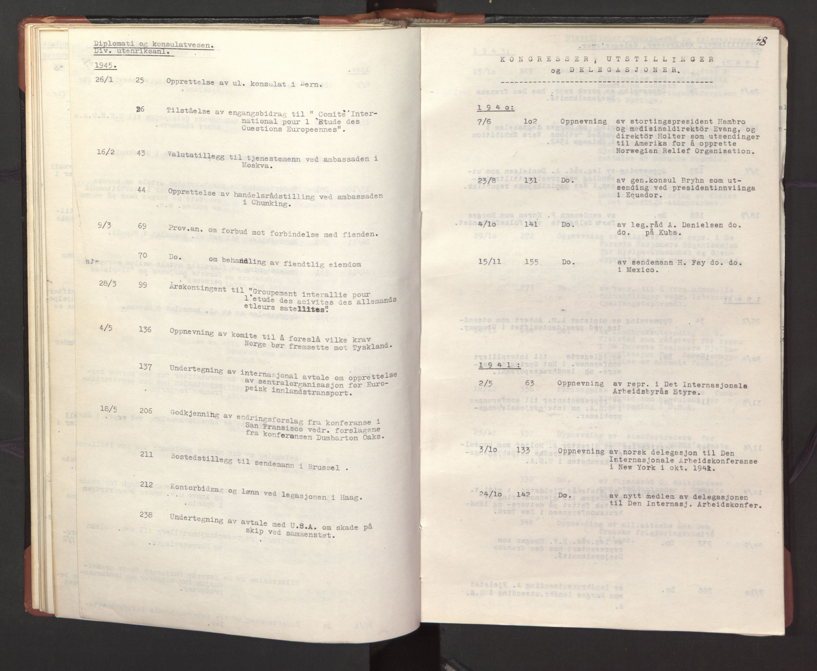 Statsrådssekretariatet, AV/RA-S-1001/A/Ac/L0127: Register 9/4-25/5, 1940-1945, p. 53