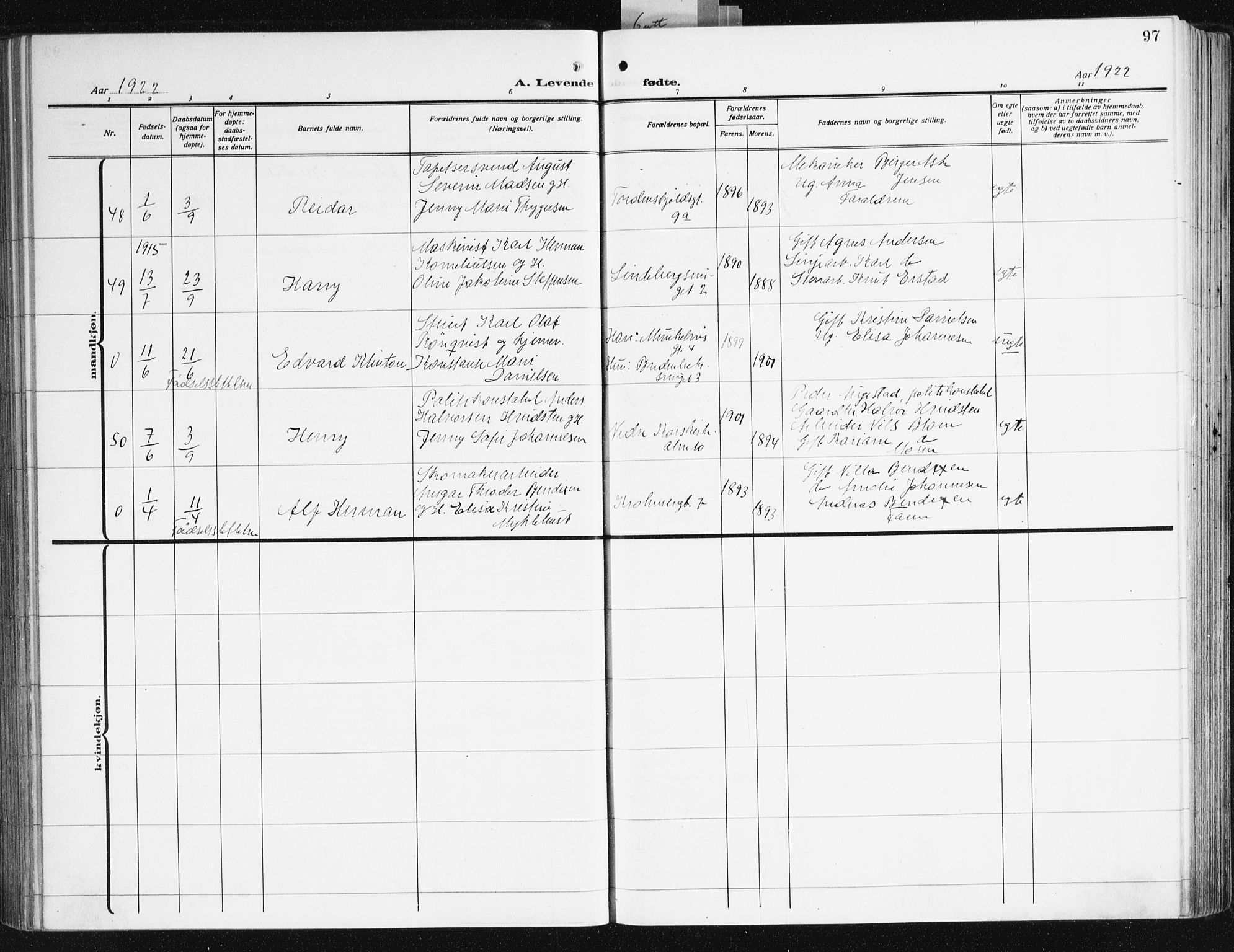 Korskirken sokneprestembete, AV/SAB-A-76101/H/Hab: Parish register (copy) no. B 12, 1917-1942, p. 97
