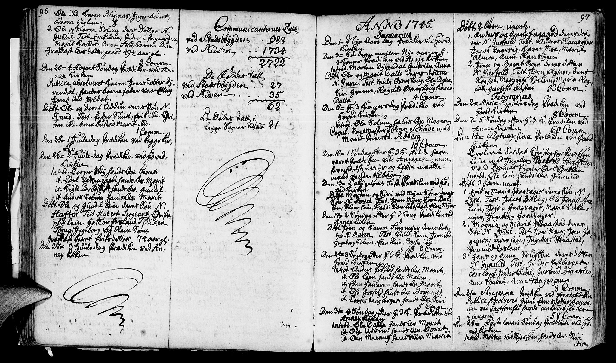 Ministerialprotokoller, klokkerbøker og fødselsregistre - Sør-Trøndelag, SAT/A-1456/646/L0604: Parish register (official) no. 646A02, 1735-1750, p. 96-97