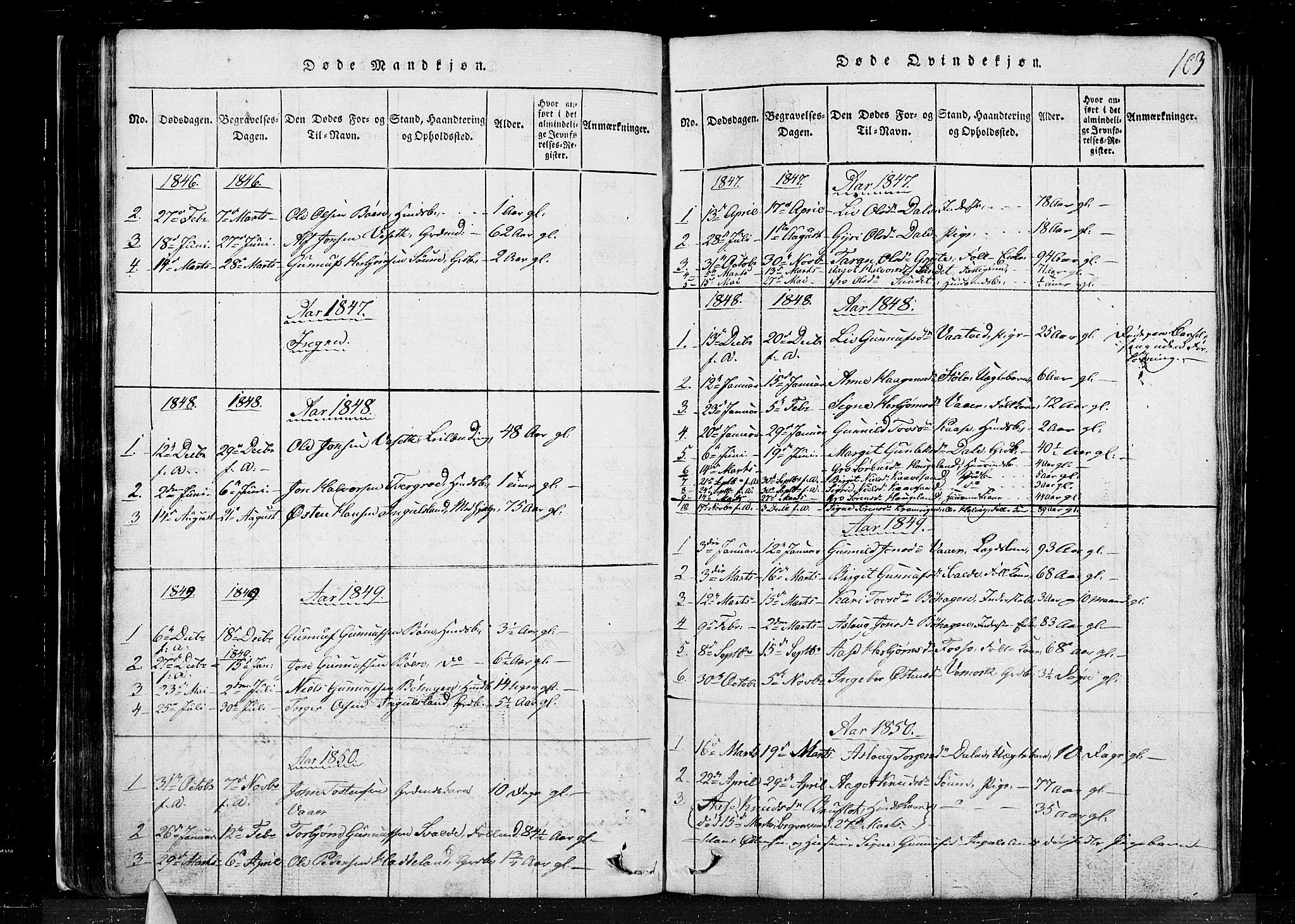 Tinn kirkebøker, SAKO/A-308/G/Gc/L0001: Parish register (copy) no. III 1, 1815-1879, p. 103