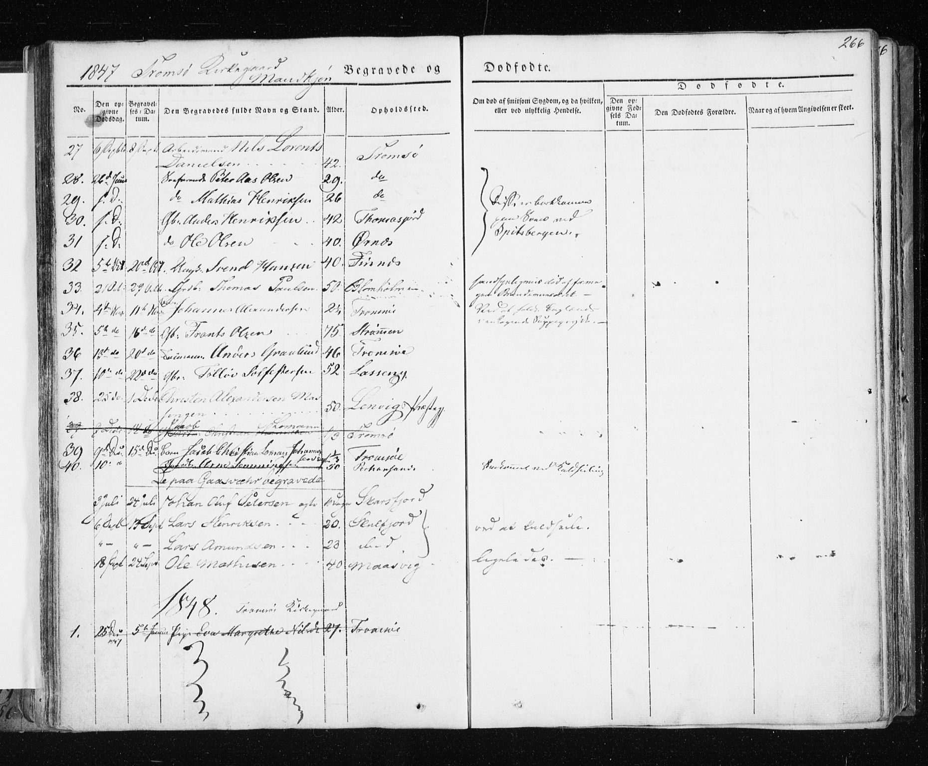 Tromsø sokneprestkontor/stiftsprosti/domprosti, SATØ/S-1343/G/Ga/L0009kirke: Parish register (official) no. 9, 1837-1847, p. 266