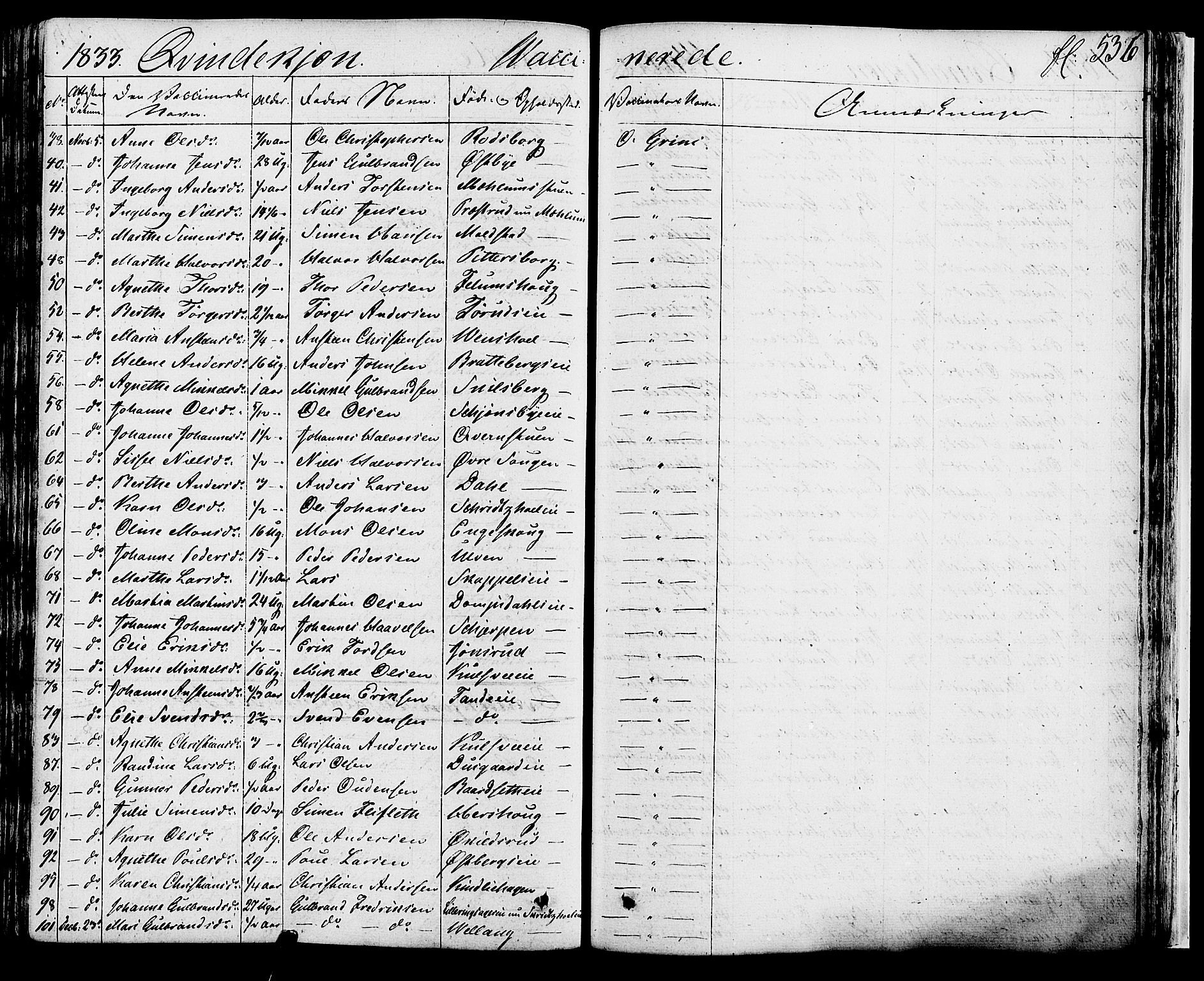 Ringsaker prestekontor, SAH/PREST-014/K/Ka/L0007: Parish register (official) no. 7B, 1826-1837, p. 536