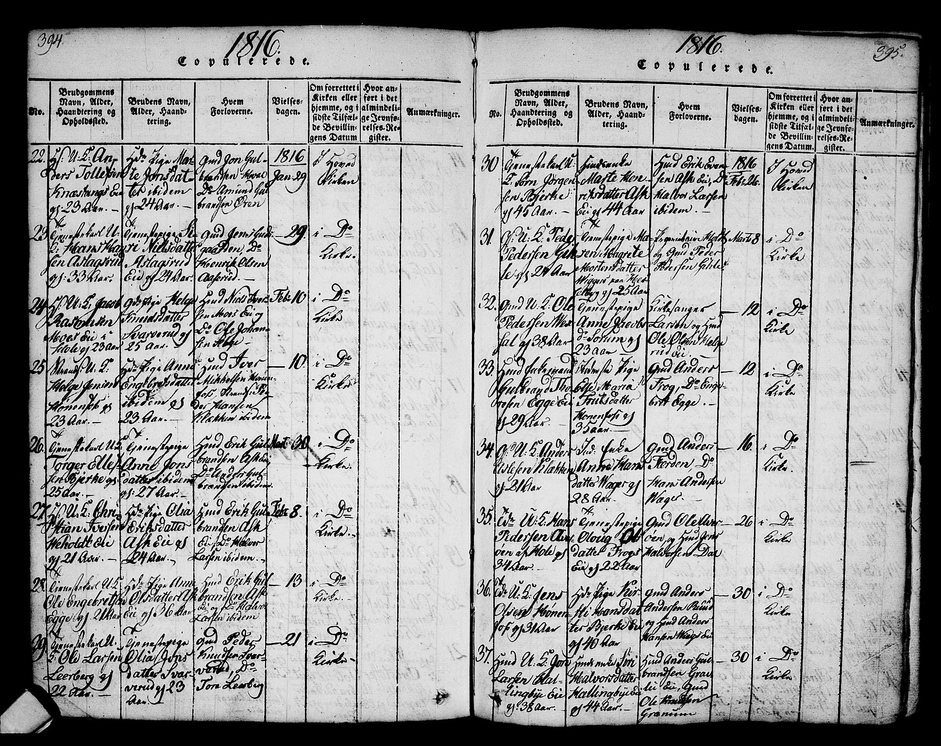 Norderhov kirkebøker, AV/SAKO-A-237/G/Ga/L0002: Parish register (copy) no. I 2, 1814-1867, p. 394-395