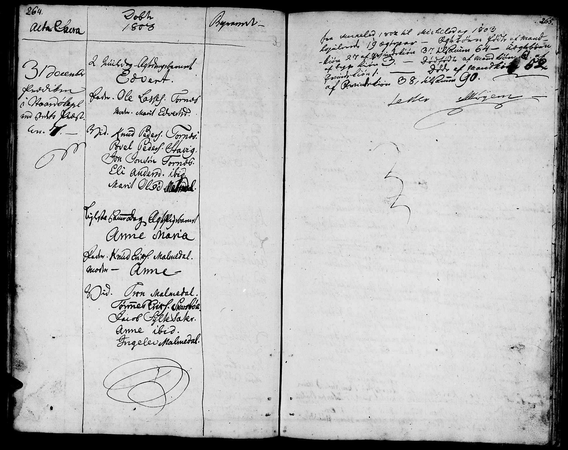 Ministerialprotokoller, klokkerbøker og fødselsregistre - Møre og Romsdal, AV/SAT-A-1454/560/L0717: Parish register (official) no. 560A01, 1785-1808, p. 264-265