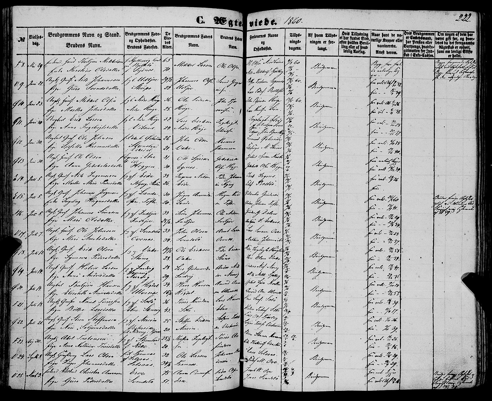 Fjelberg sokneprestembete, SAB/A-75201/H/Haa: Parish register (official) no. A 7, 1851-1867, p. 222