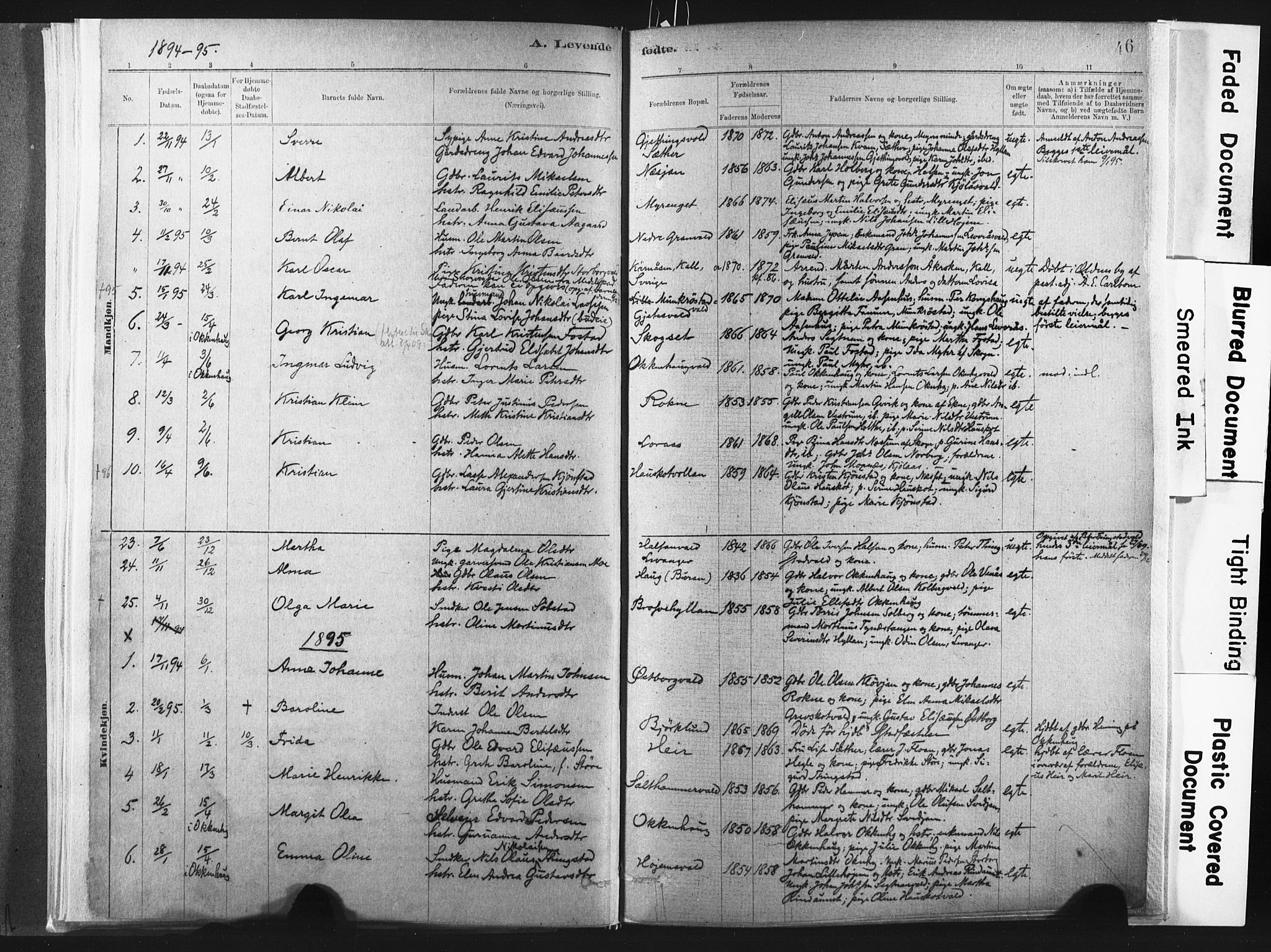 Ministerialprotokoller, klokkerbøker og fødselsregistre - Nord-Trøndelag, SAT/A-1458/721/L0207: Parish register (official) no. 721A02, 1880-1911, p. 46