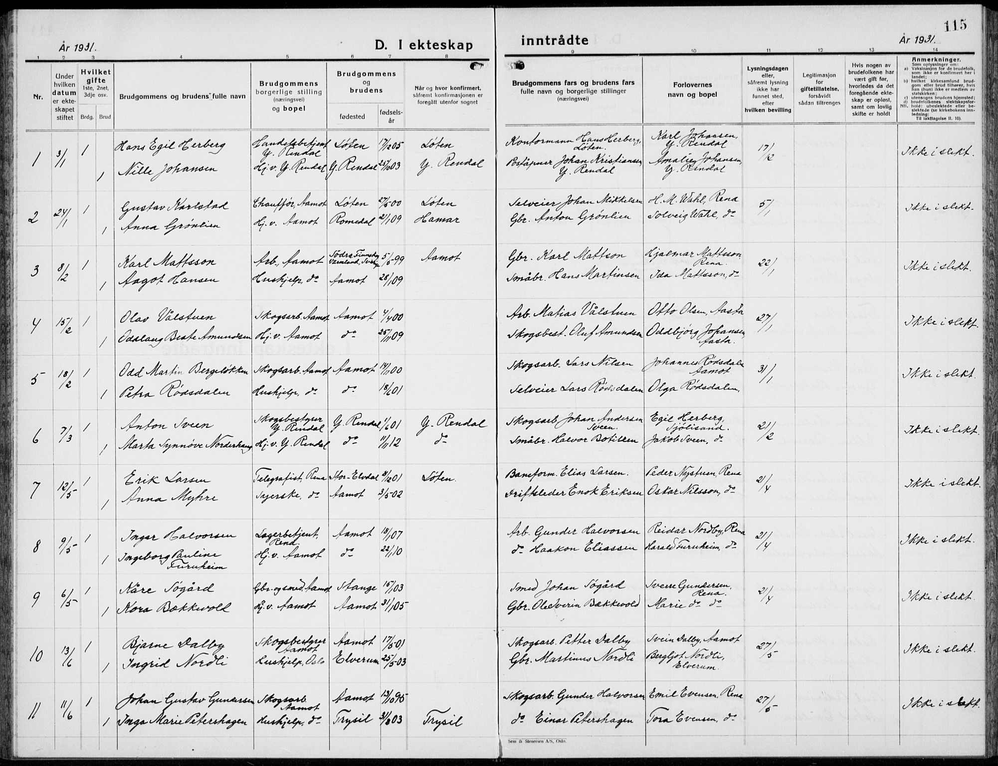 Åmot prestekontor, Hedmark, AV/SAH-PREST-056/H/Ha/Hab/L0006: Parish register (copy) no. 6, 1930-1937, p. 115