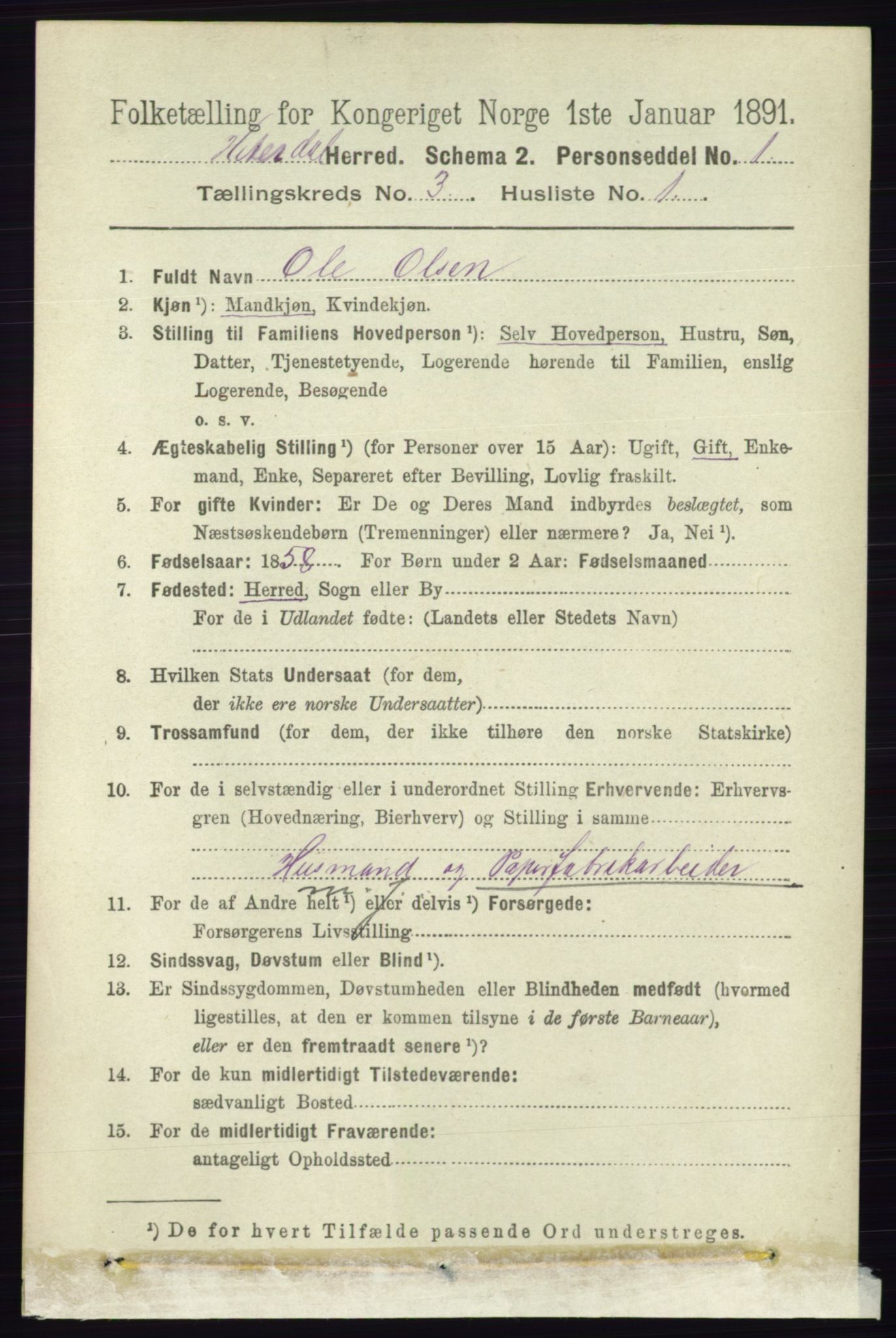 RA, 1891 census for 0823 Heddal, 1891, p. 1000