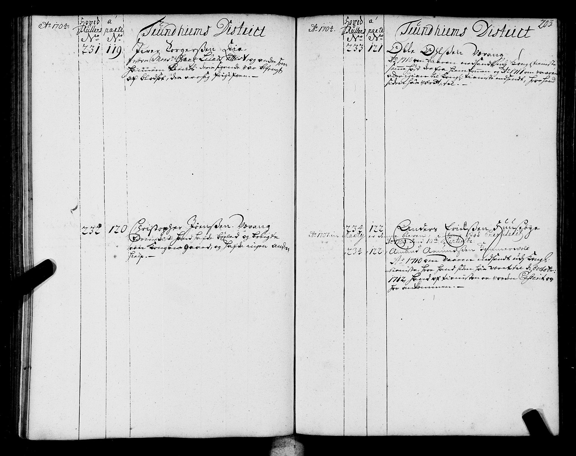 Sjøinnrulleringen - Trondhjemske distrikt, AV/SAT-A-5121/01/L0004: Ruller over sjøfolk i Trondhjem by, 1704-1710, p. 203