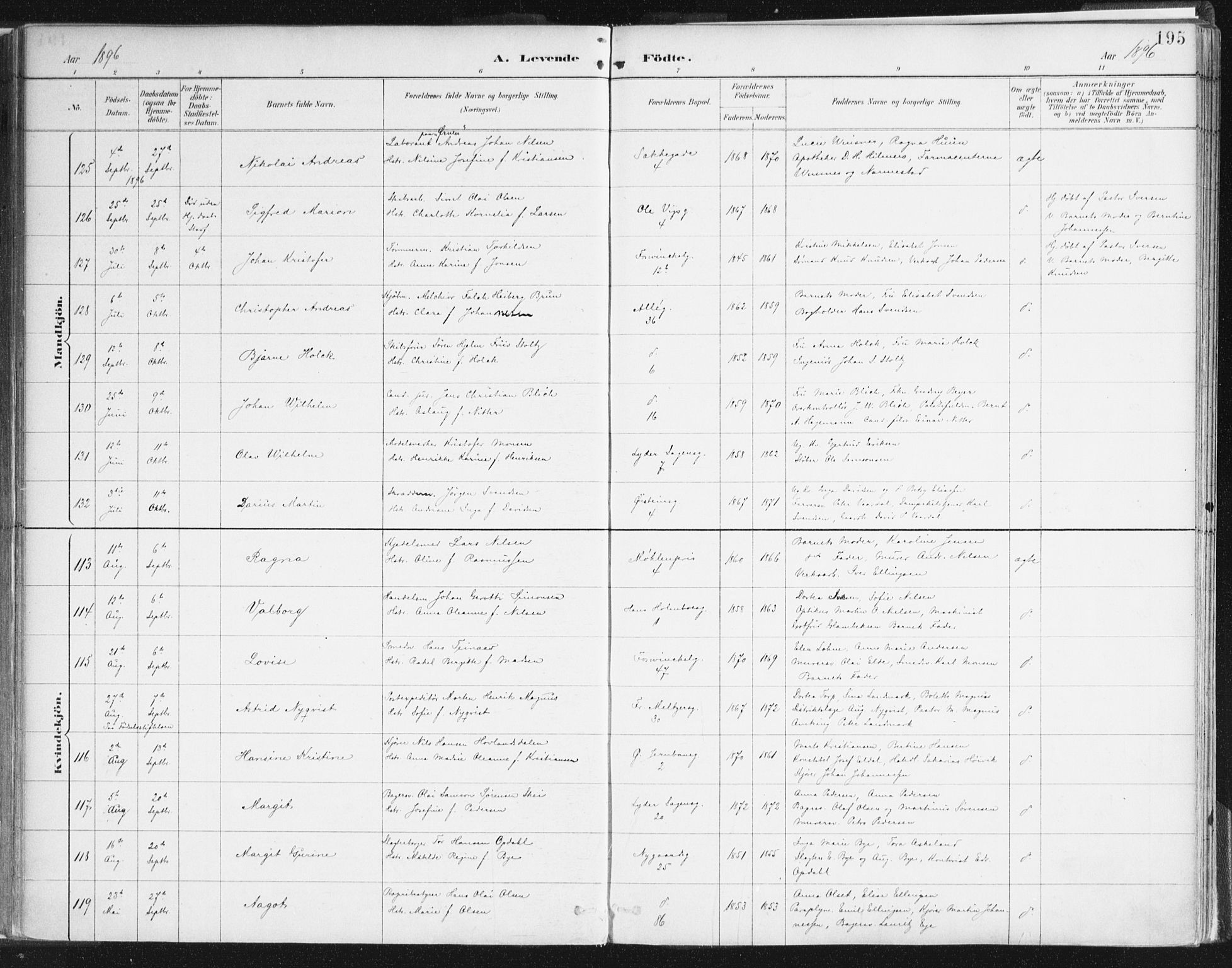 Johanneskirken sokneprestembete, SAB/A-76001/H/Haa/L0001: Parish register (official) no. A 1, 1885-1900, p. 195