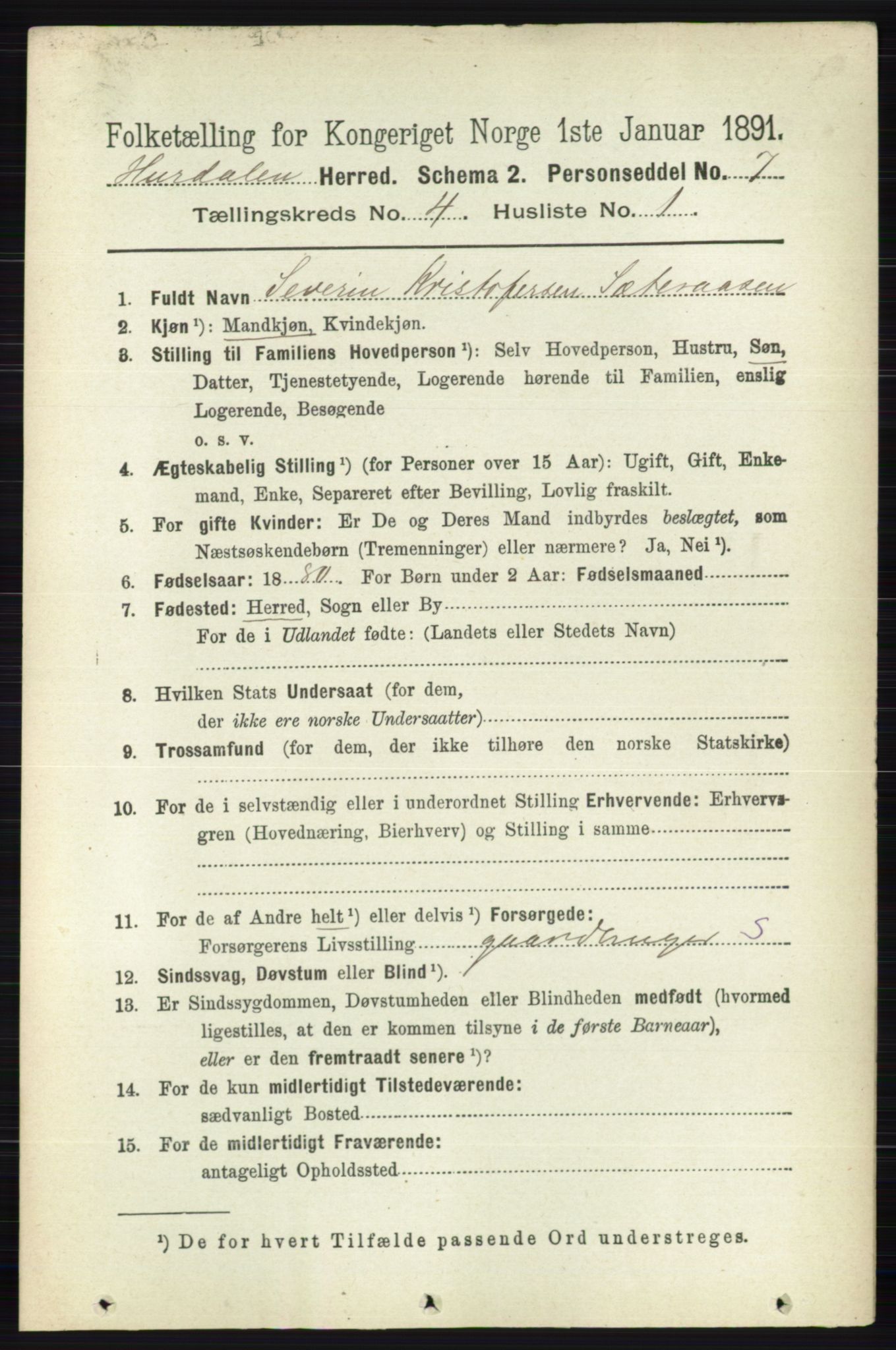 RA, 1891 census for 0239 Hurdal, 1891, p. 1435