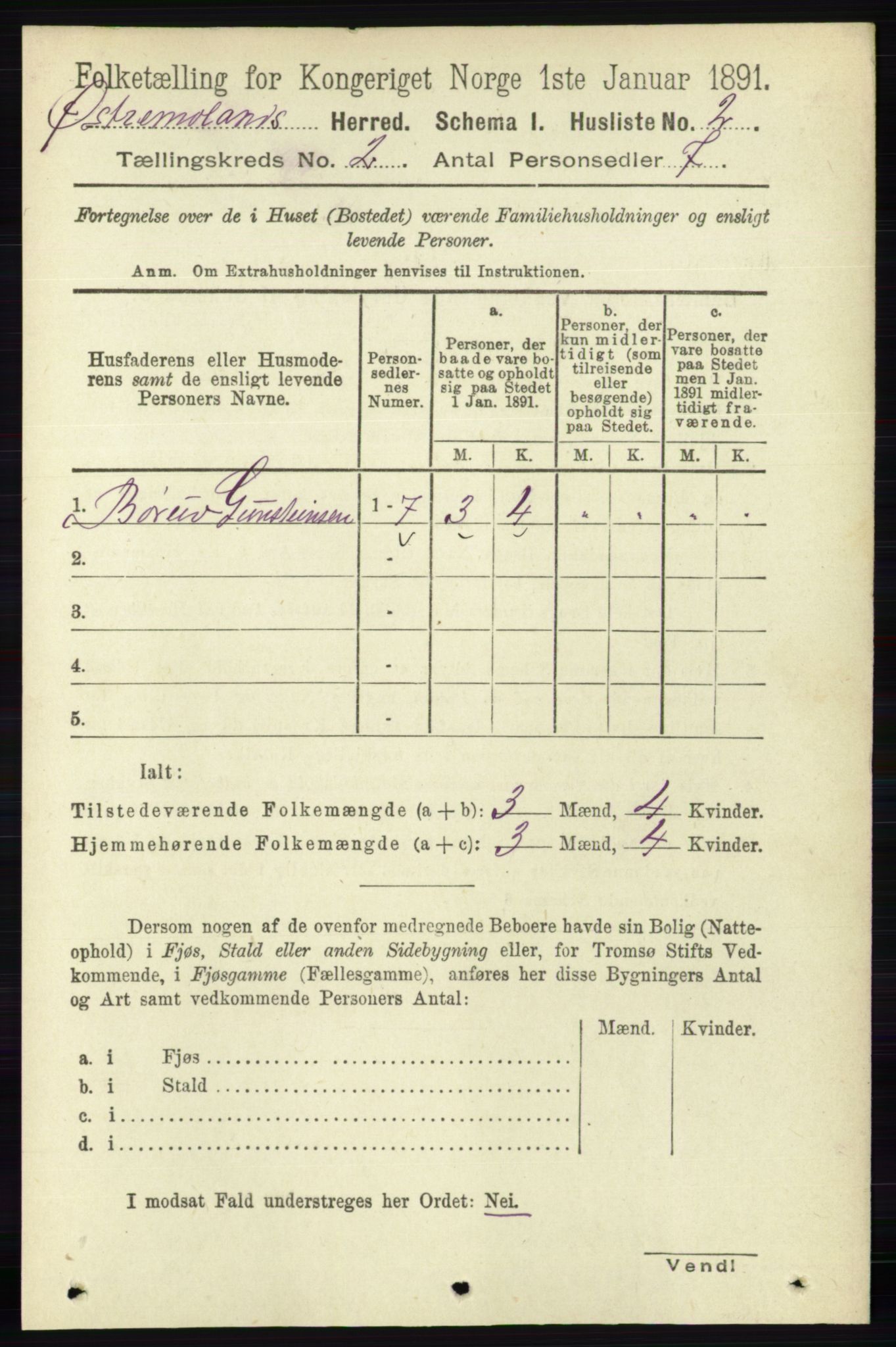 RA, 1891 census for 0918 Austre Moland, 1891, p. 566