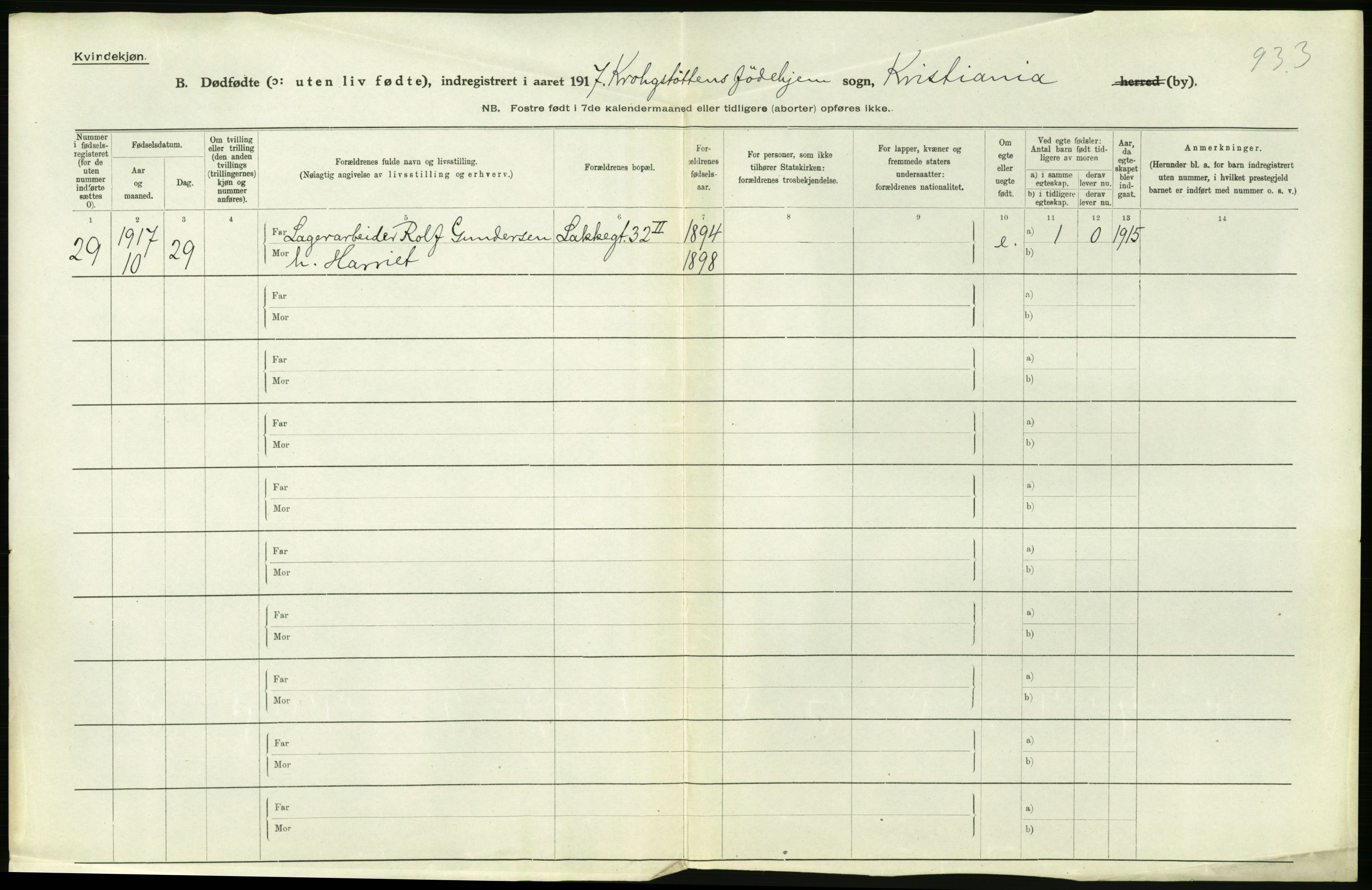 Statistisk sentralbyrå, Sosiodemografiske emner, Befolkning, AV/RA-S-2228/D/Df/Dfb/Dfbg/L0011: Kristiania: Døde, dødfødte., 1917, p. 660