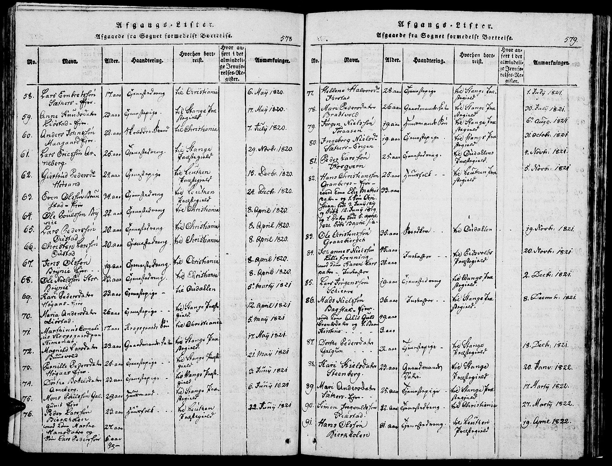 Romedal prestekontor, SAH/PREST-004/K/L0002: Parish register (official) no. 2, 1814-1828, p. 578-579