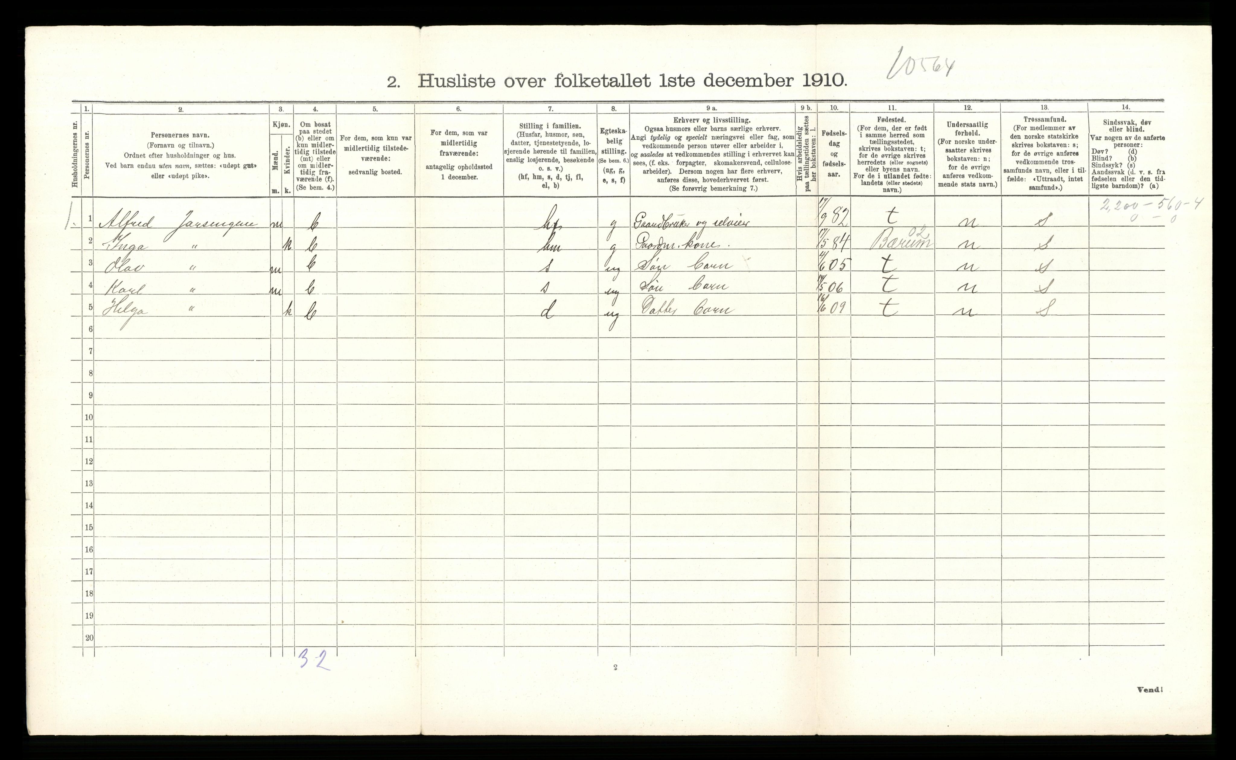 RA, 1910 census for Hurum, 1910, p. 985