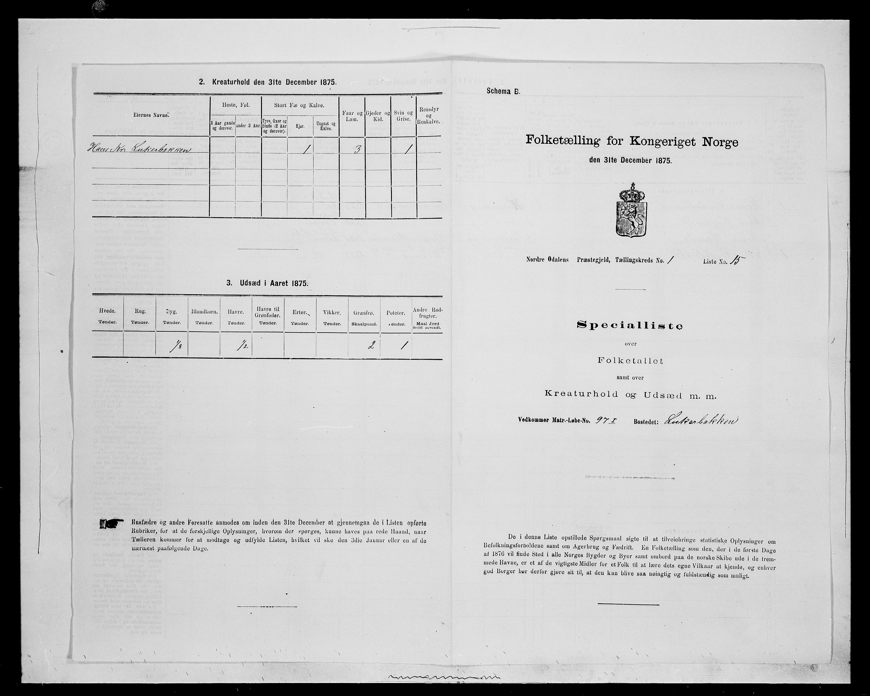 SAH, 1875 census for 0418P Nord-Odal, 1875, p. 100