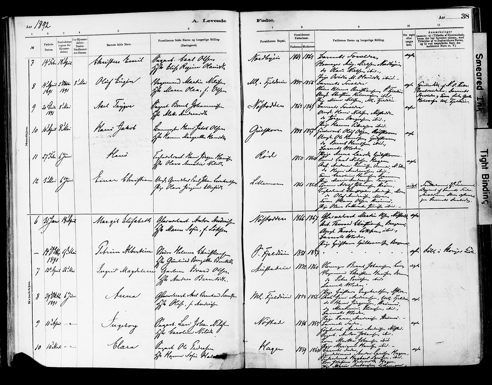 Strømsgodset kirkebøker, AV/SAKO-A-324/F/Fa/L0001: Parish register (official) no. 1, 1885-1909, p. 38