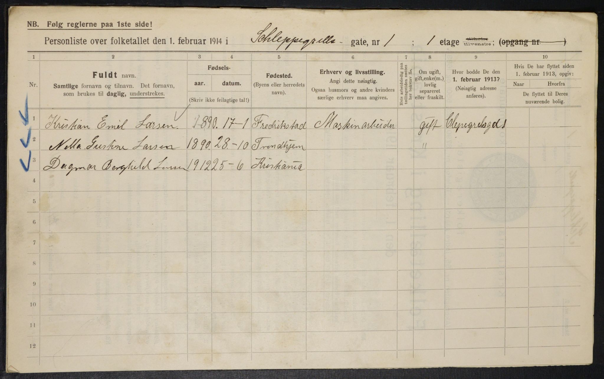 OBA, Municipal Census 1914 for Kristiania, 1914, p. 89411