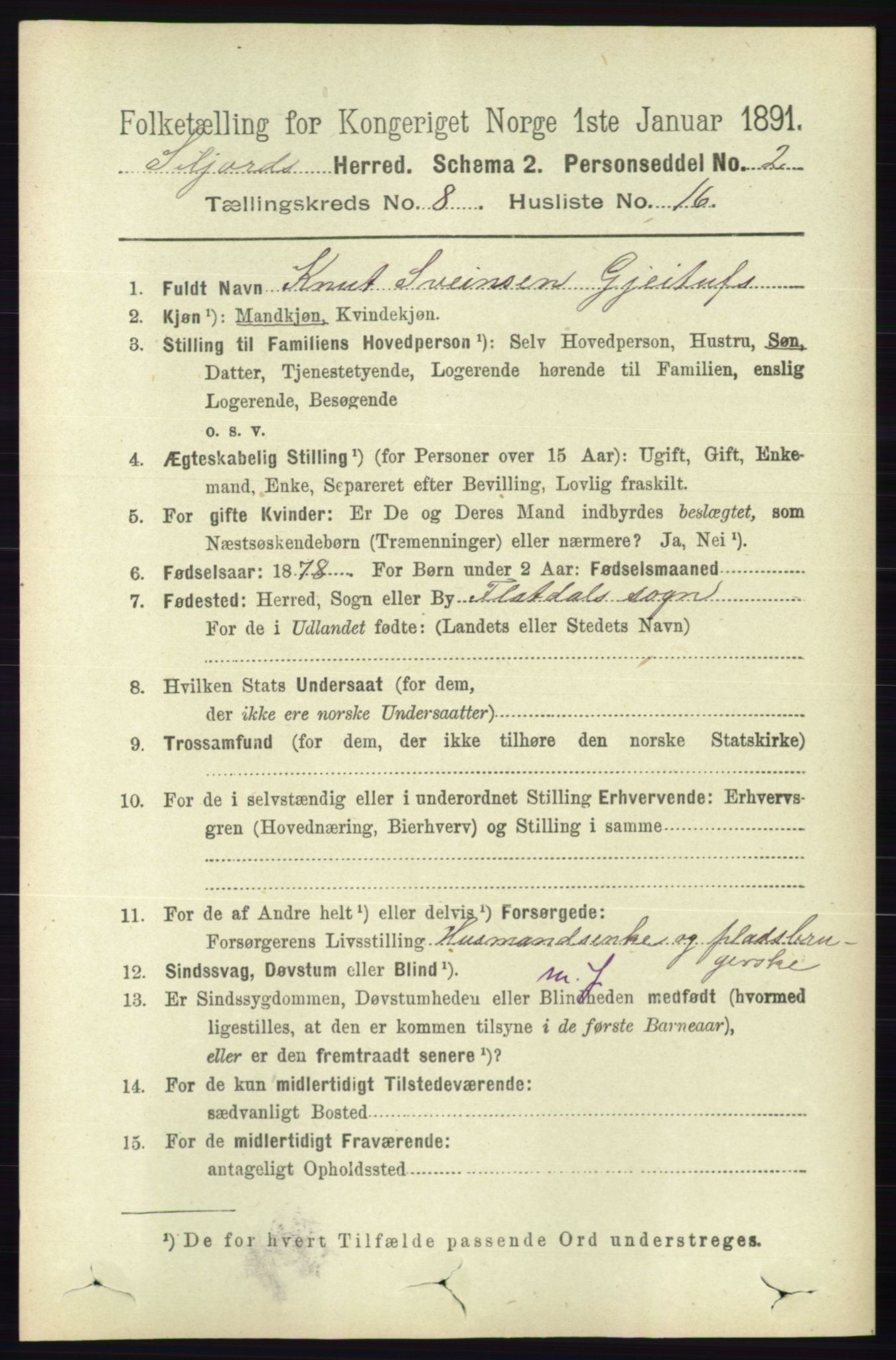 RA, 1891 census for 0828 Seljord, 1891, p. 2970