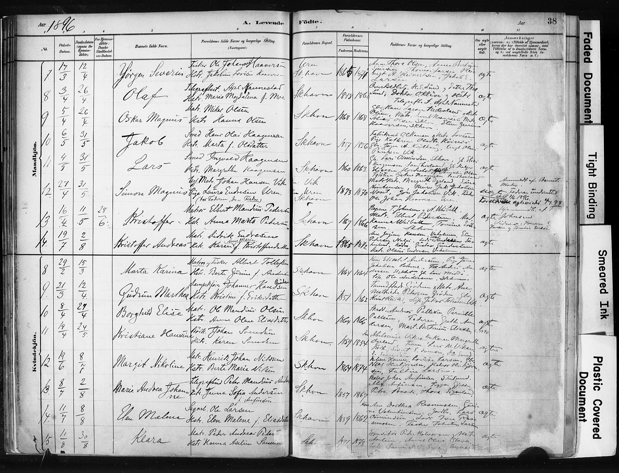Skudenes sokneprestkontor, AV/SAST-A -101849/H/Ha/Haa/L0008: Parish register (official) no. A 5, 1882-1912, p. 38