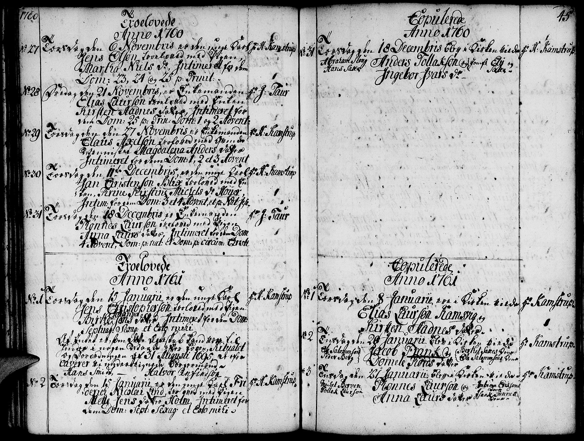 Domkirken sokneprestkontor, SAST/A-101812/001/30/30BA/L0004: Parish register (official) no. A 4, 1744-1782, p. 45