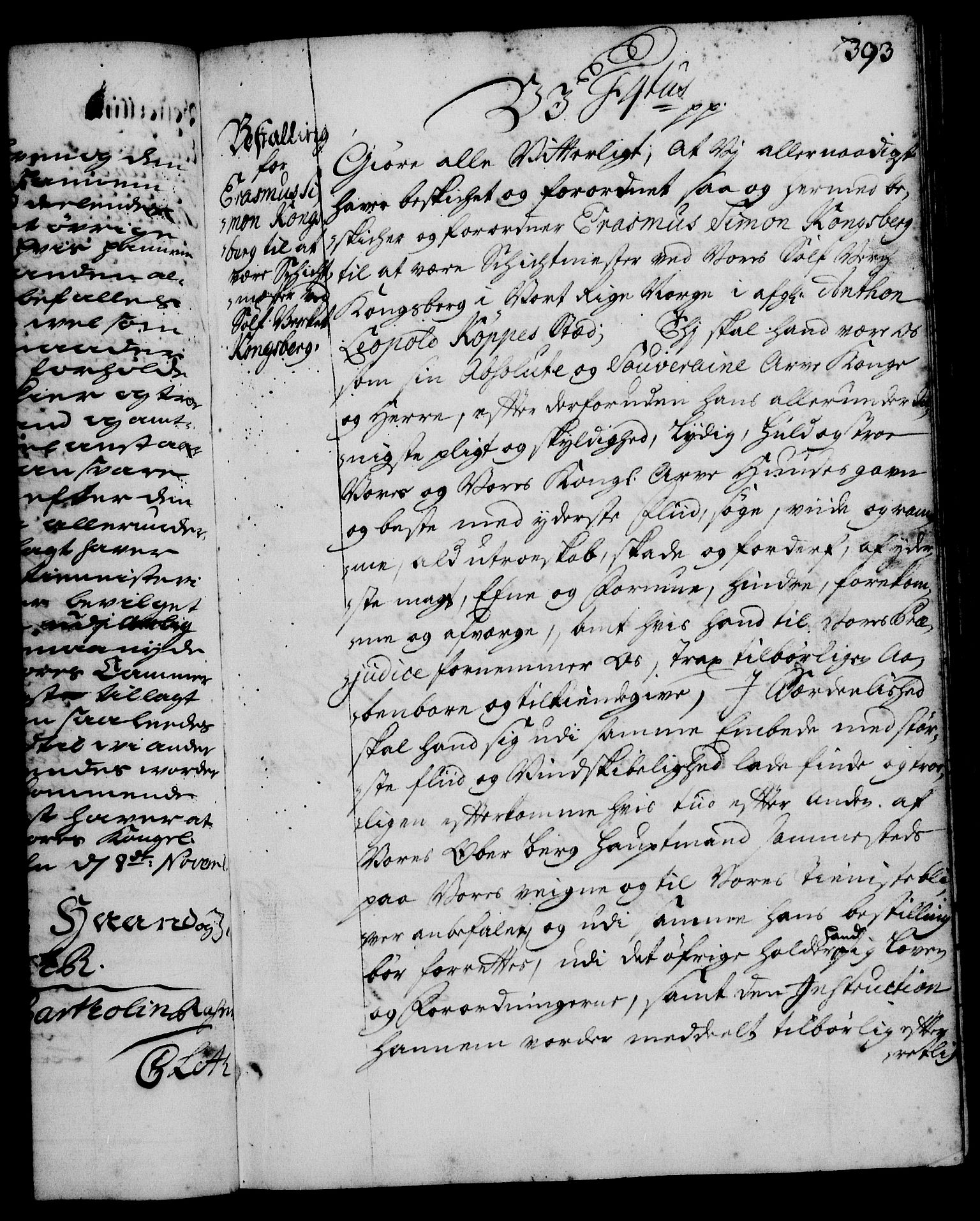 Rentekammeret, Kammerkanselliet, RA/EA-3111/G/Gg/Gge/L0001: Norsk bestallingsprotokoll med register (merket RK 53.25), 1720-1730, p. 393