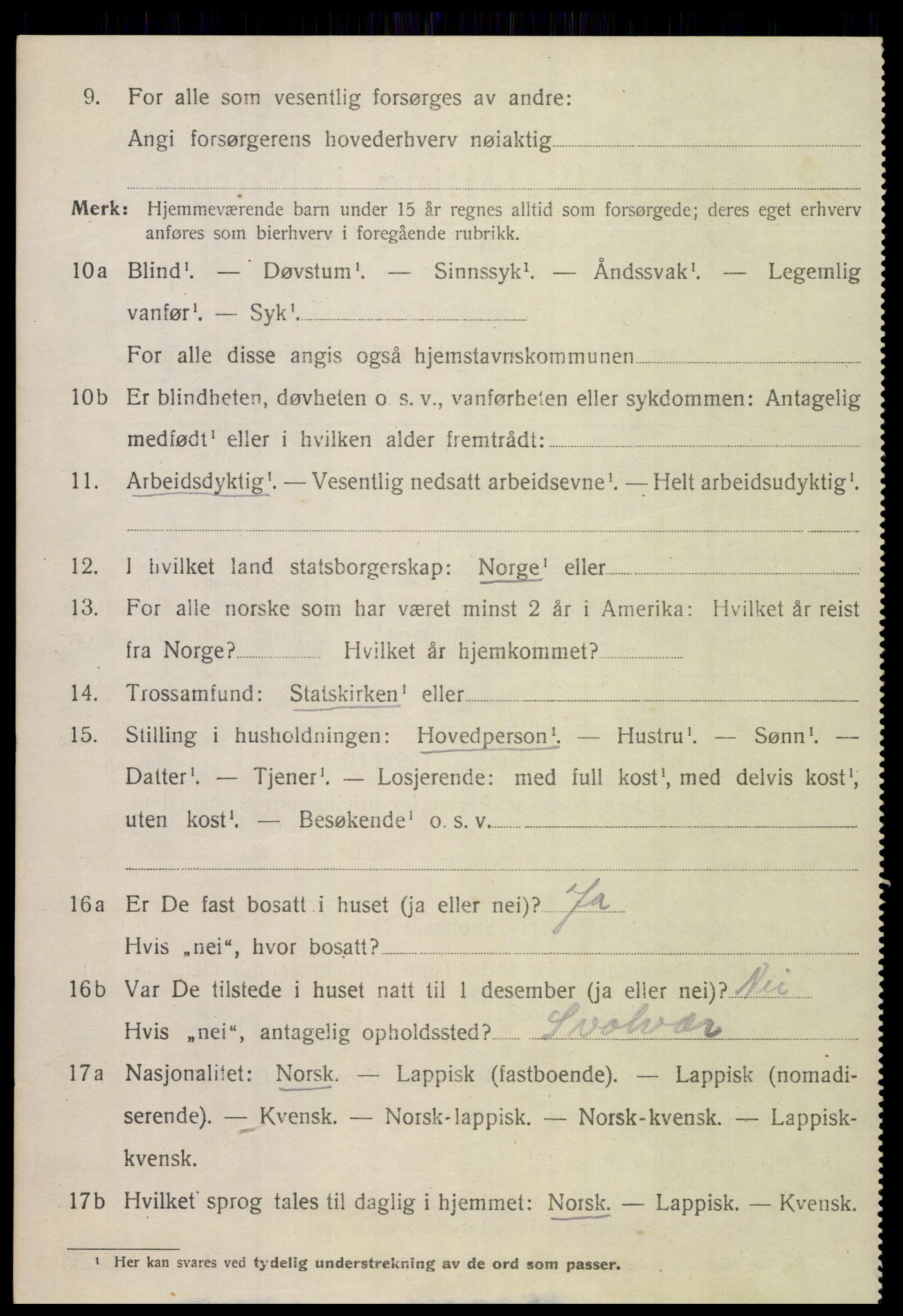 SAT, 1920 census for Hamarøy, 1920, p. 3179