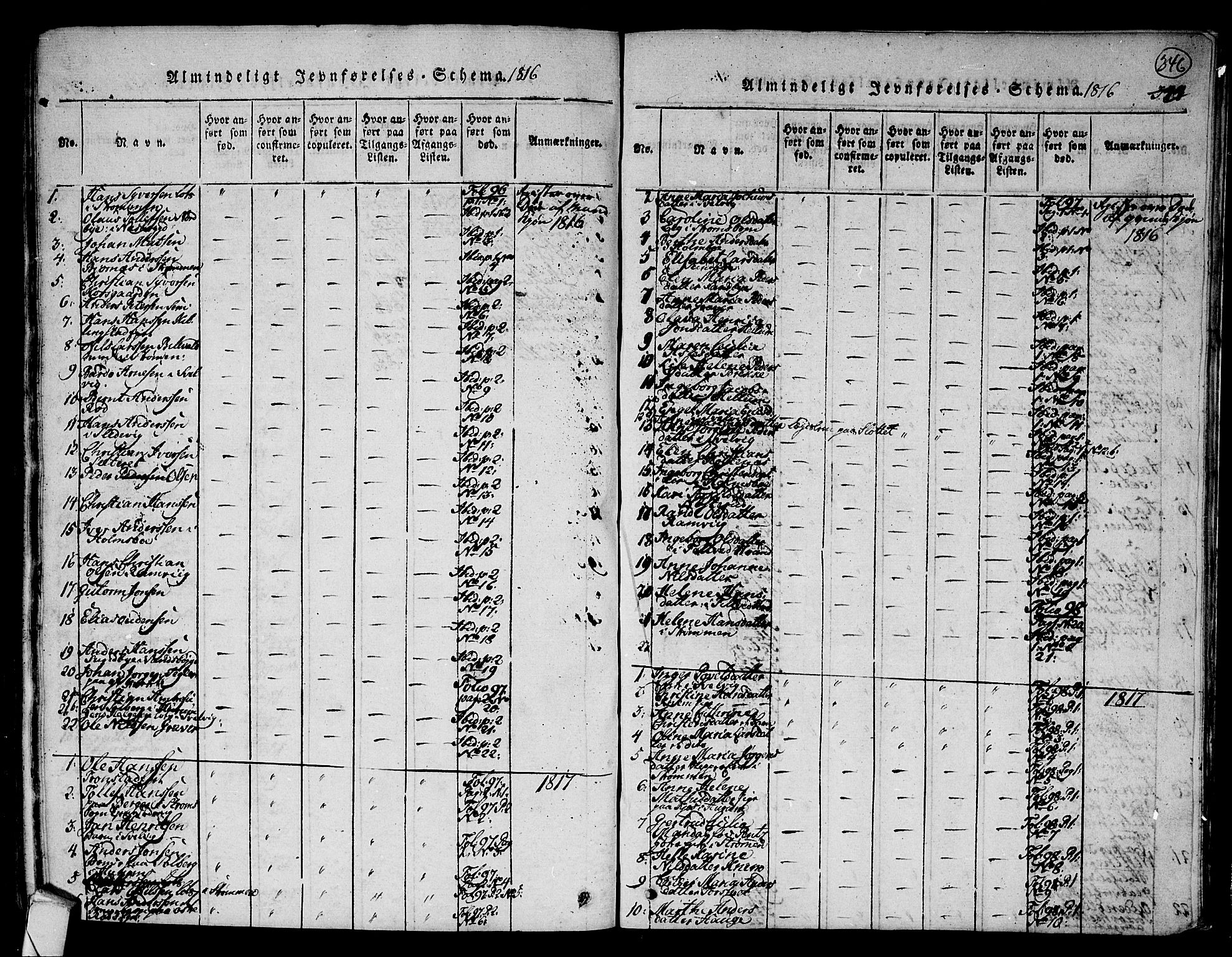 Hurum kirkebøker, AV/SAKO-A-229/F/Fa/L0009: Parish register (official) no. 9, 1816-1826, p. 346