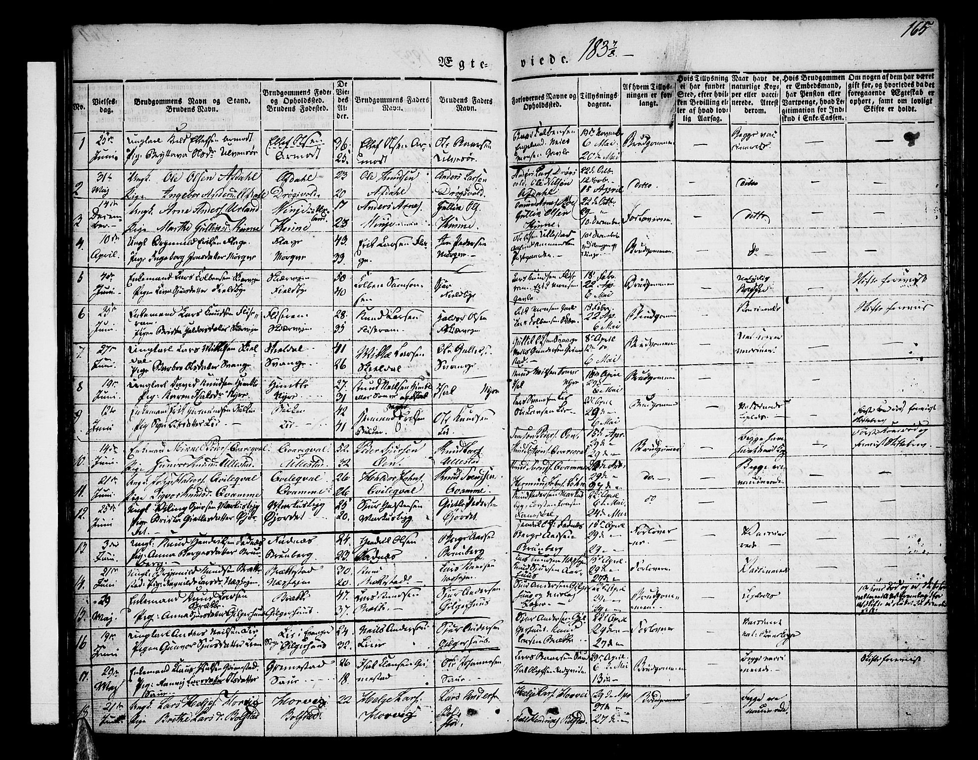 Voss sokneprestembete, SAB/A-79001/H/Haa: Parish register (official) no. A 13, 1836-1851, p. 165