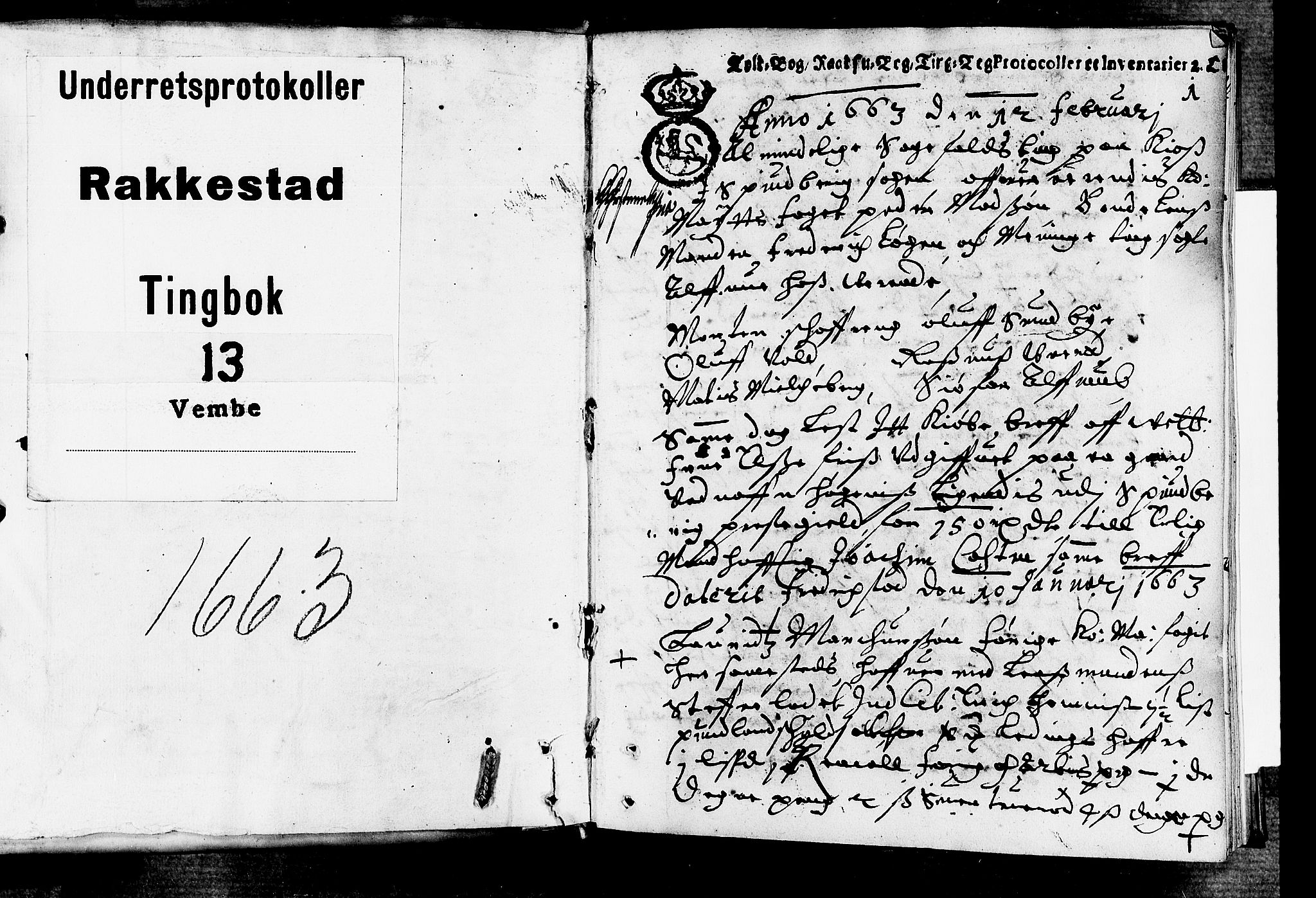 Rakkestad sorenskriveri, SAO/A-10686/F/Fb/L0013: Tingbøker, 1663, p. 0b-1a