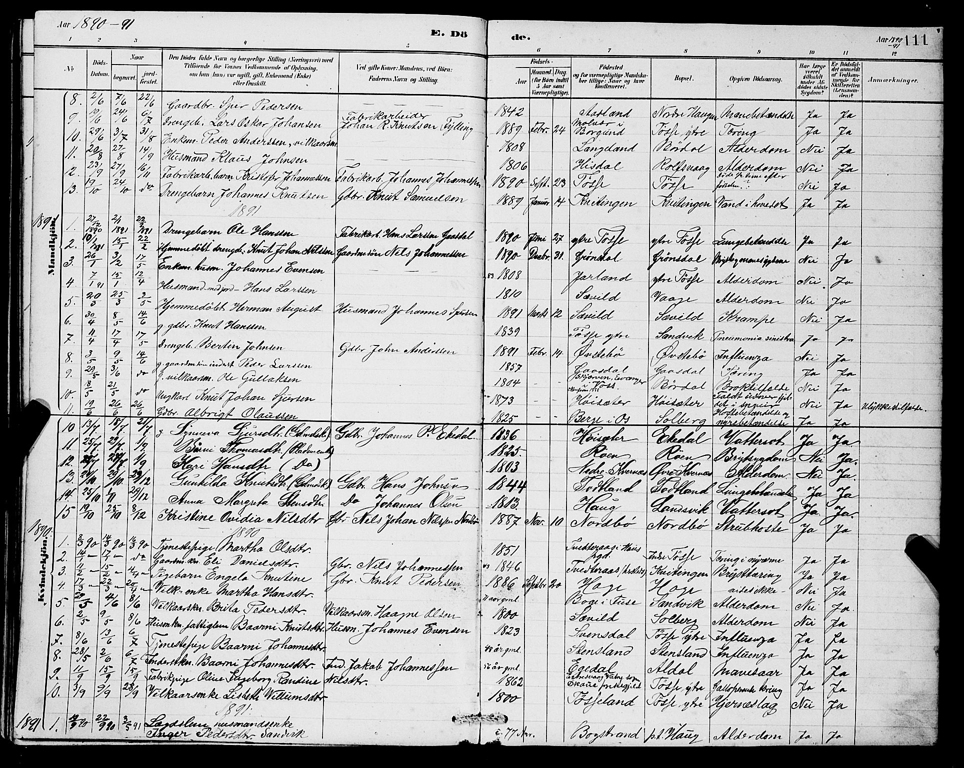 Samnanger Sokneprestembete, AV/SAB-A-77501/H/Hab: Parish register (copy) no. A 2, 1879-1897, p. 111