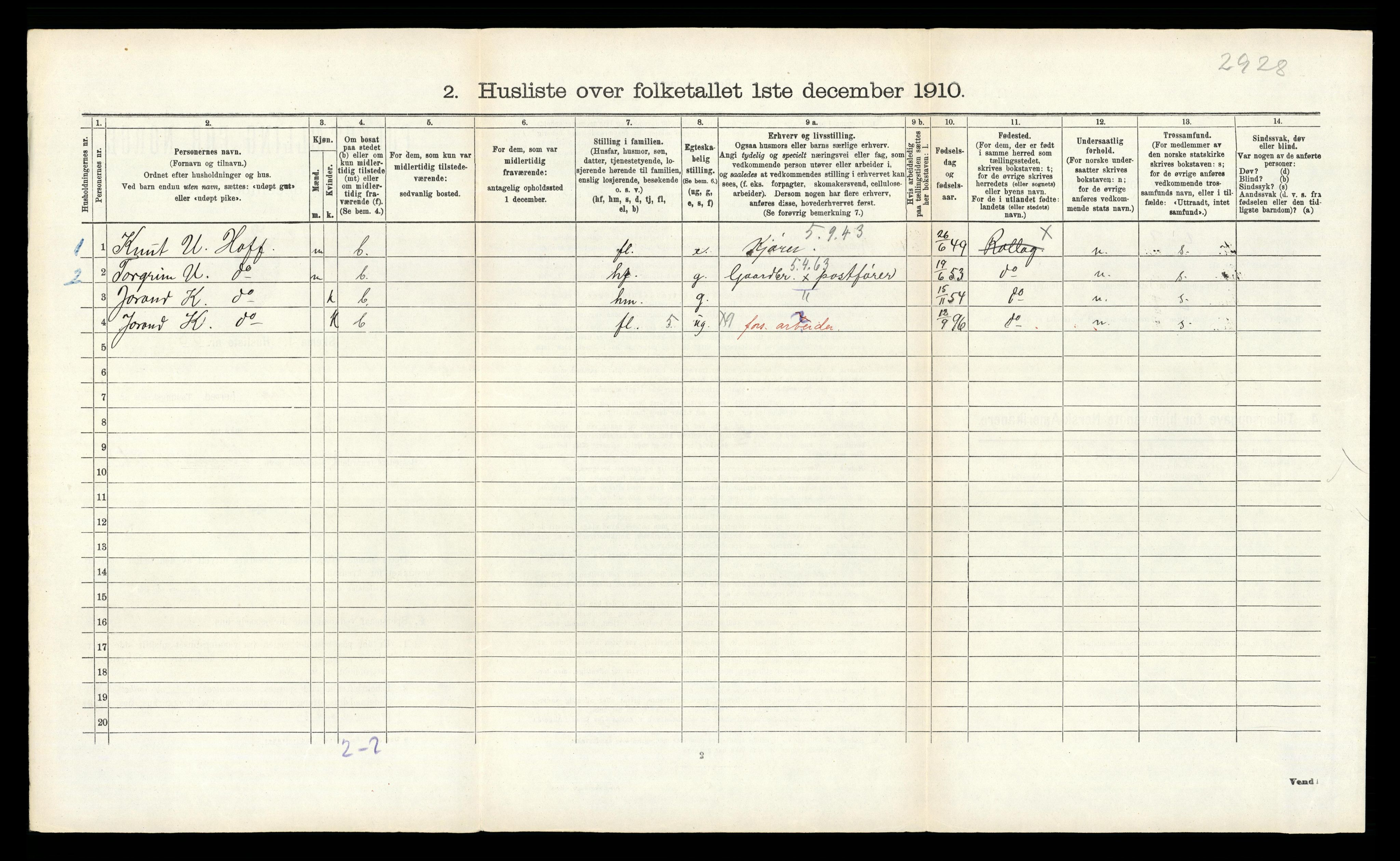 RA, 1910 census for Rollag, 1910, p. 472