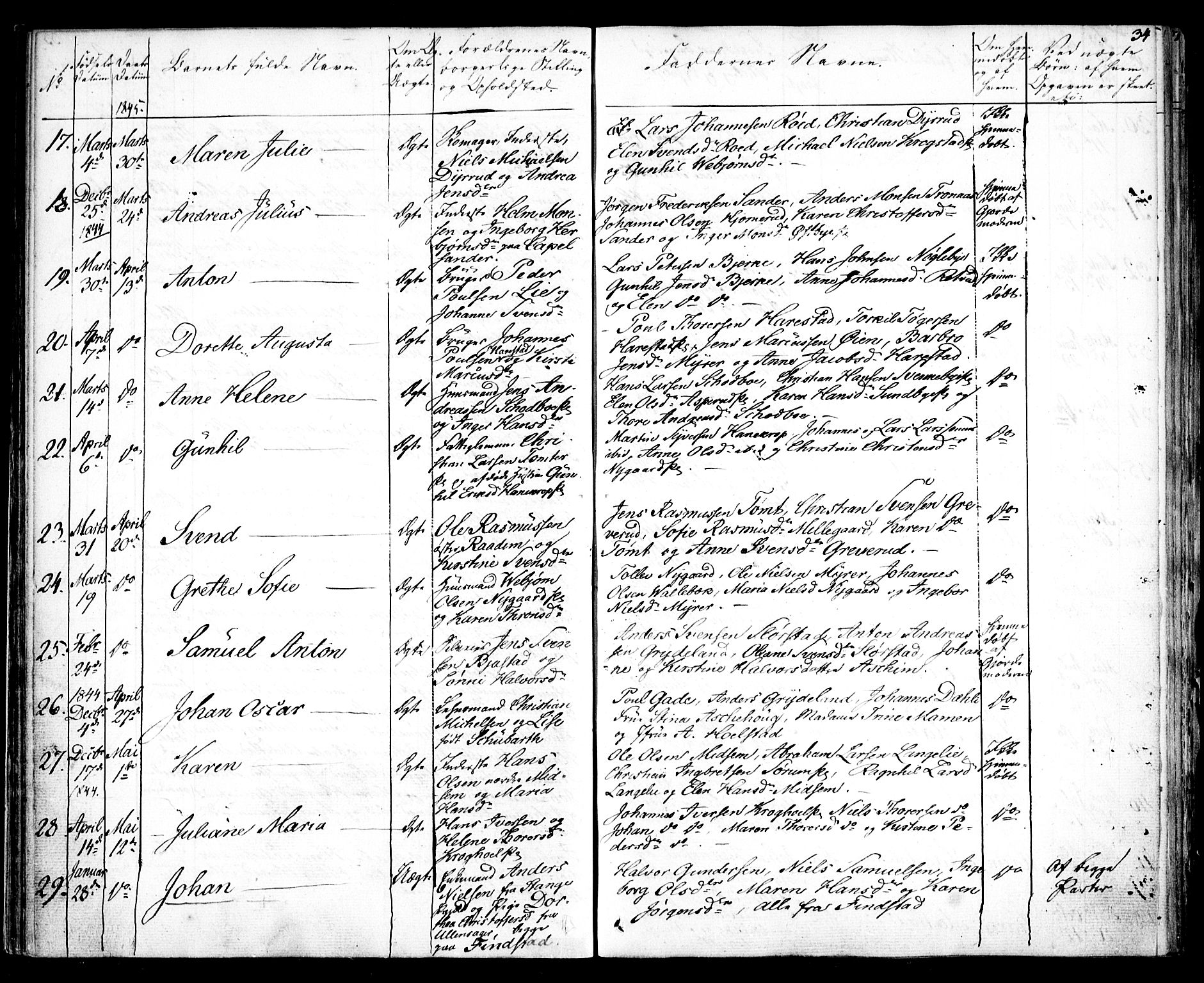 Kråkstad prestekontor Kirkebøker, SAO/A-10125a/F/Fa/L0005: Parish register (official) no. I 5, 1837-1847, p. 34
