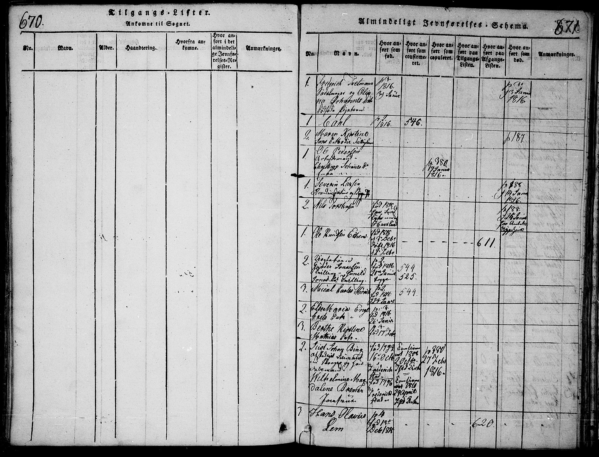 Fredrikstad prestekontor Kirkebøker, SAO/A-11082/F/Fa/L0004: Parish register (official) no. 4, 1816-1834, p. 670-671