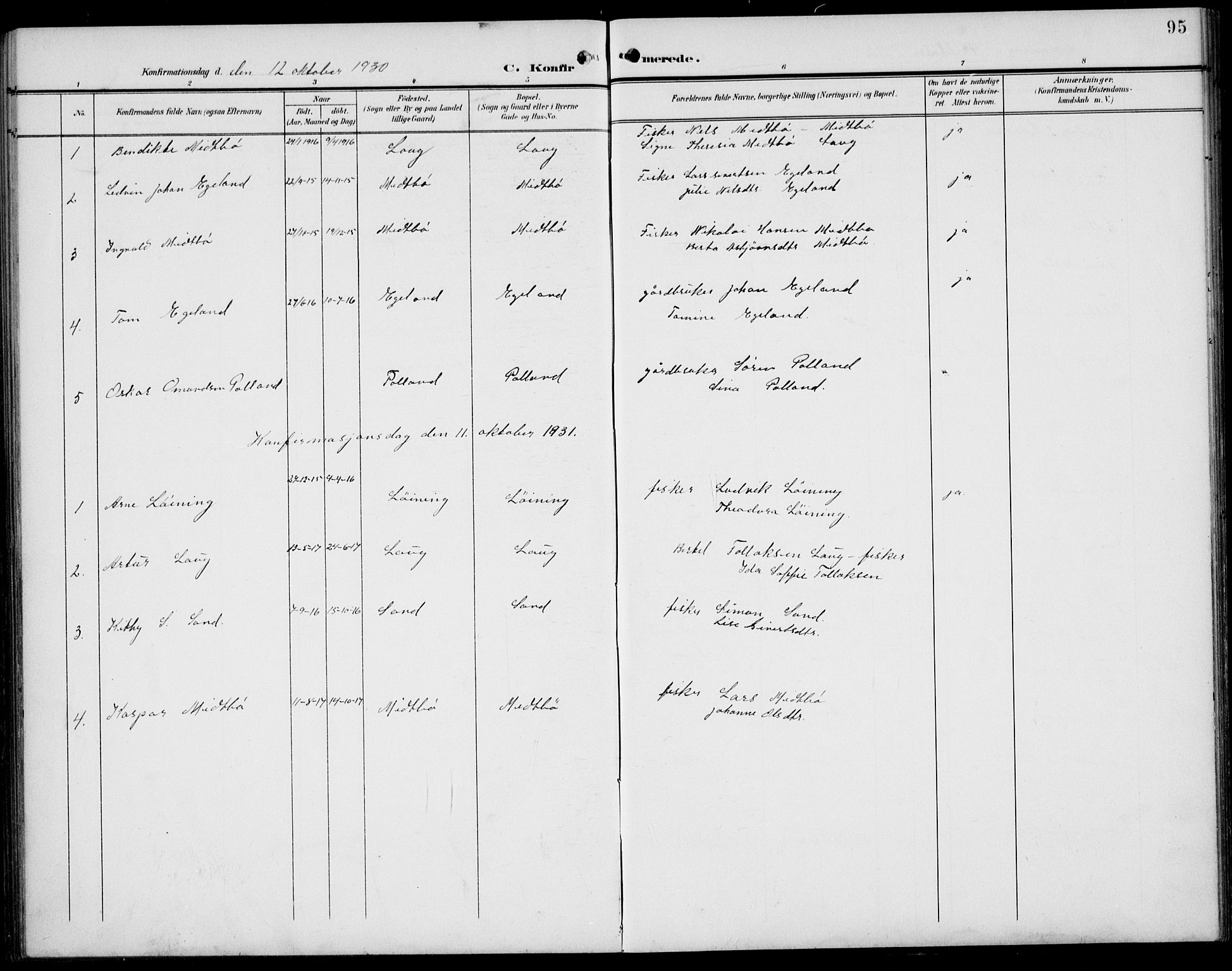 Sokndal sokneprestkontor, SAST/A-101808: Parish register (copy) no. B 7, 1904-1935, p. 95