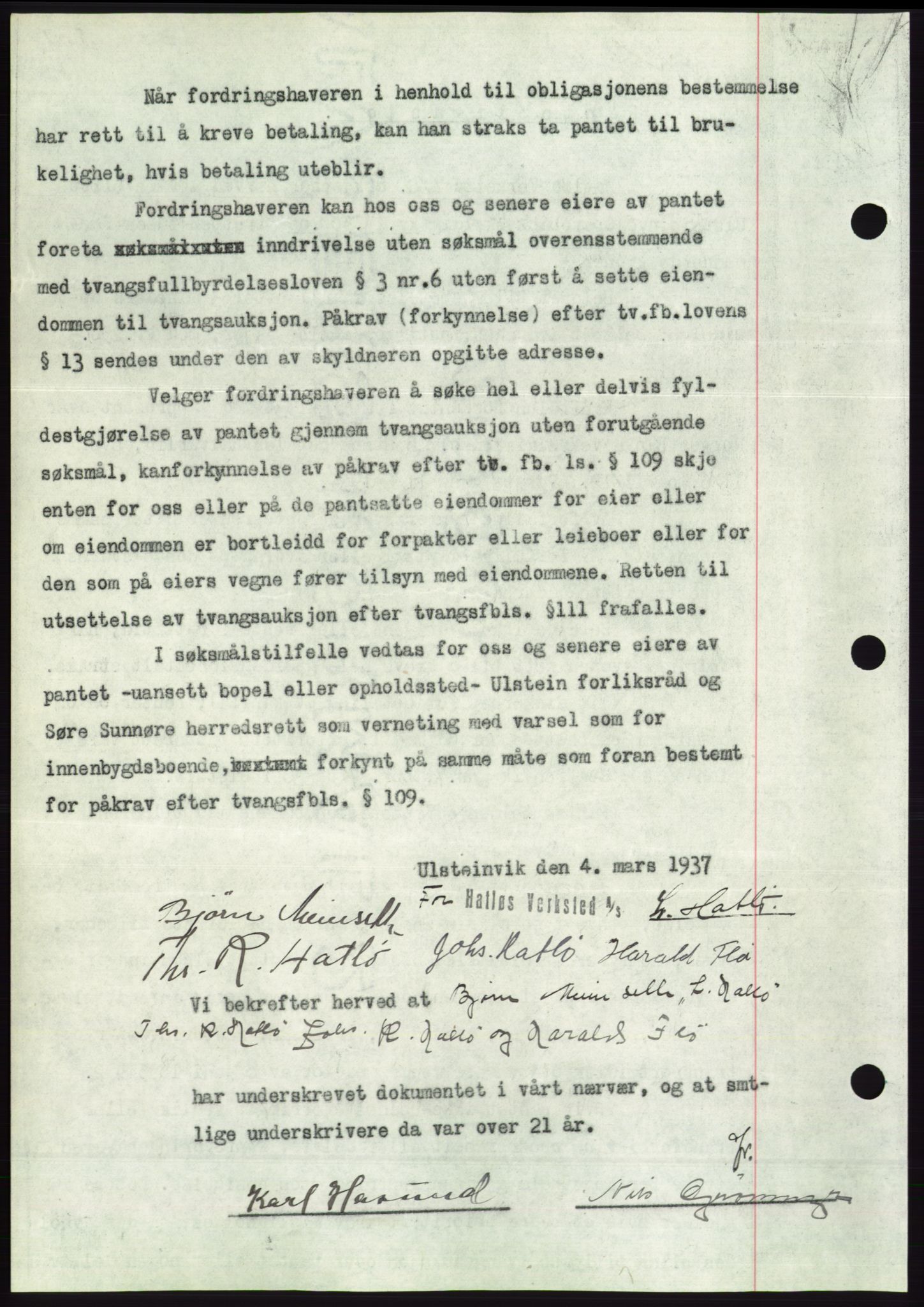 Søre Sunnmøre sorenskriveri, SAT/A-4122/1/2/2C/L0062: Mortgage book no. 56, 1936-1937, Diary no: : 424/1937