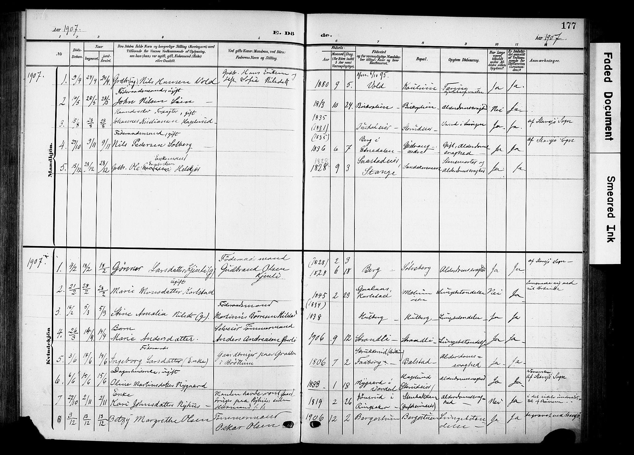 Nes prestekontor, Hedmark, AV/SAH-PREST-020/K/Ka/L0014: Parish register (official) no. 14, 1906-1929, p. 177