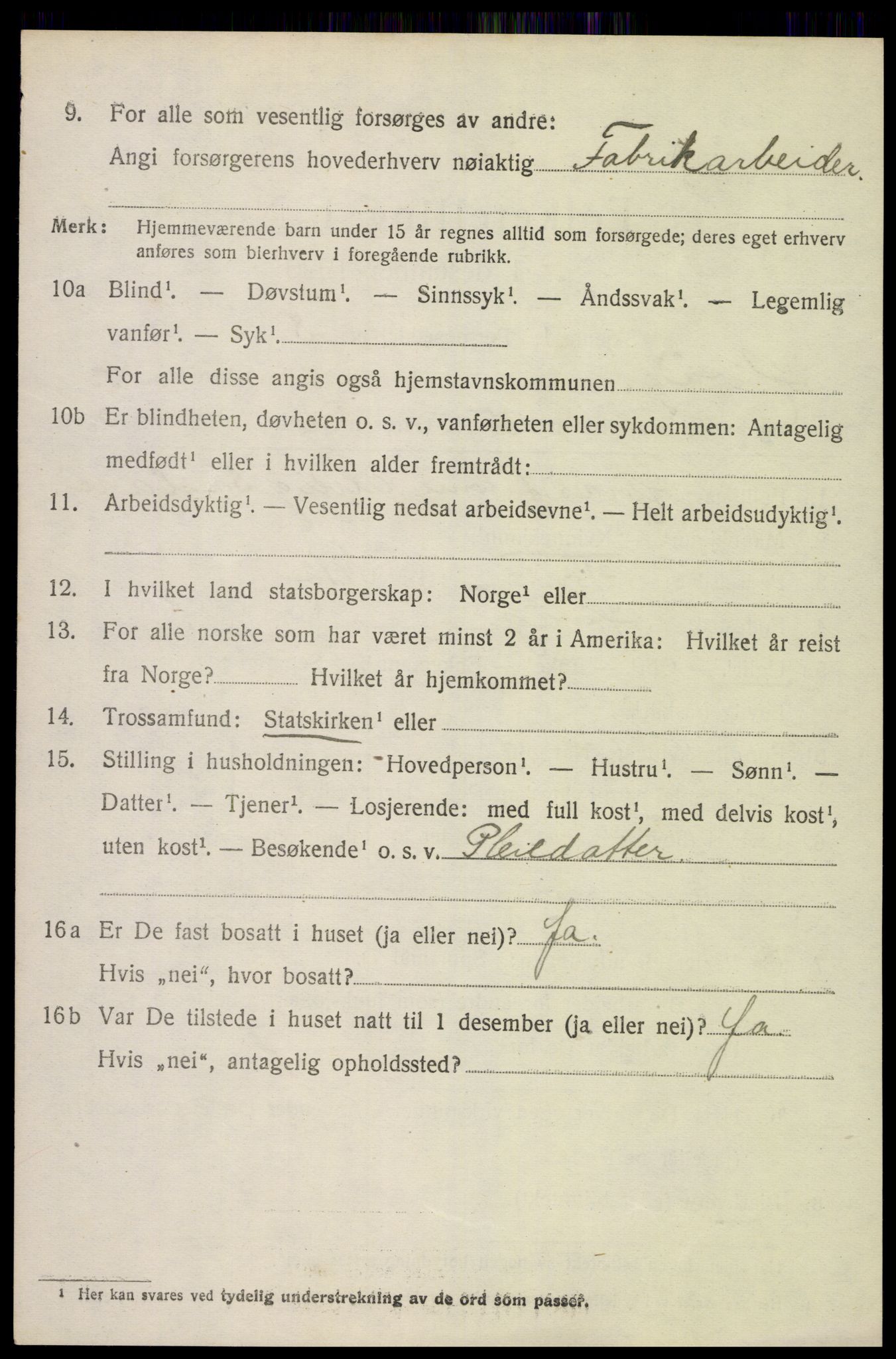 SAK, 1920 census for Høvåg, 1920, p. 2583