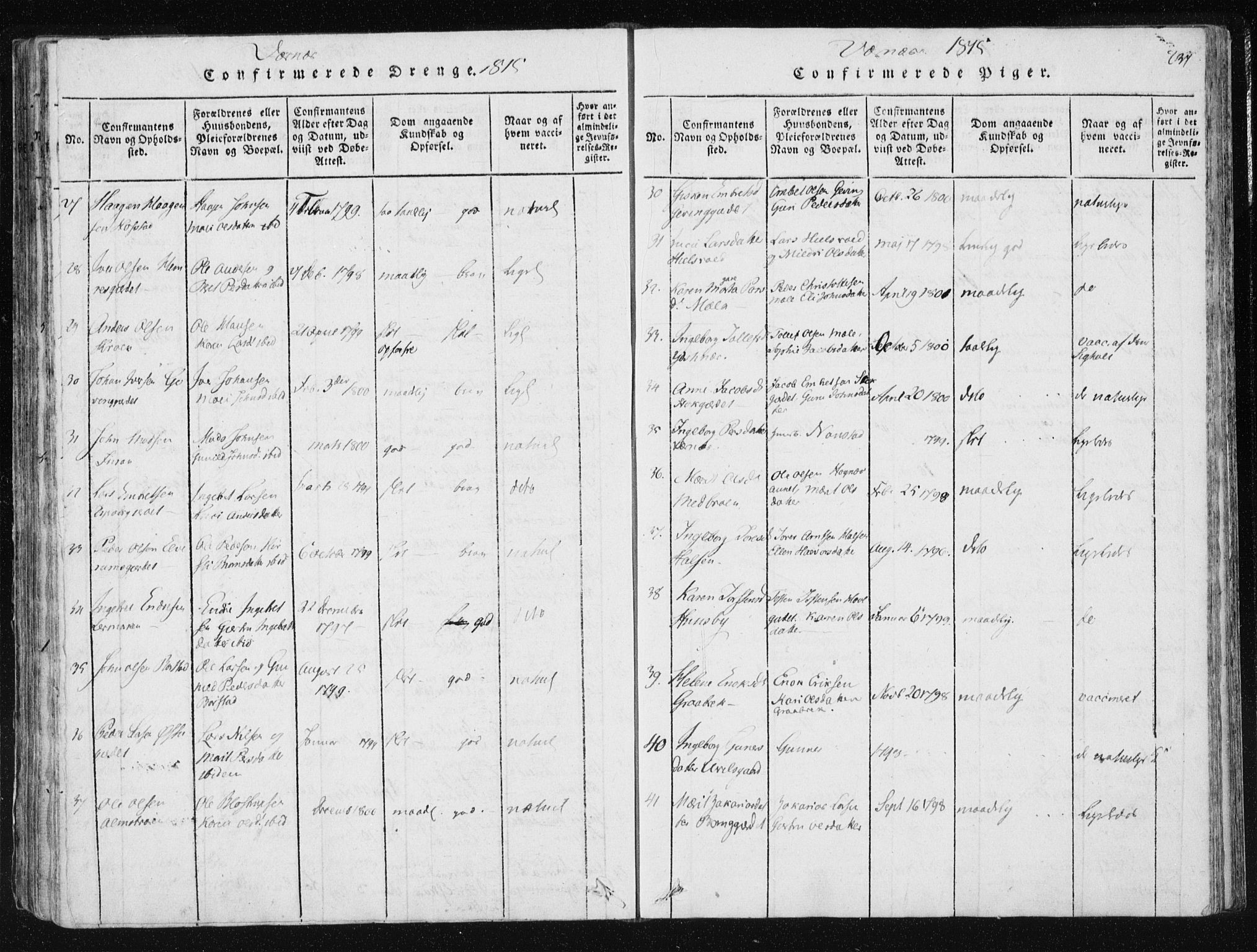 Ministerialprotokoller, klokkerbøker og fødselsregistre - Nord-Trøndelag, SAT/A-1458/709/L0061: Parish register (official) no. 709A08 /1, 1815-1819, p. 237