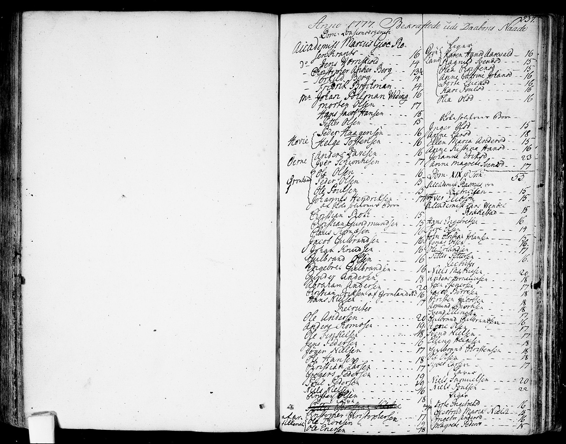 Garnisonsmenigheten Kirkebøker, AV/SAO-A-10846/F/Fa/L0003: Parish register (official) no. 3, 1777-1809, p. 237