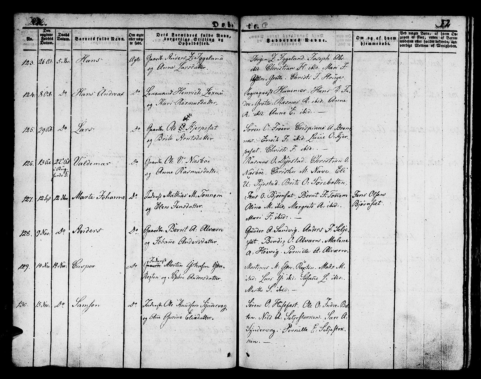 Kinn sokneprestembete, AV/SAB-A-80801/H/Haa/Haaa/L0004/0001: Parish register (official) no. A 4I, 1822-1840, p. 52