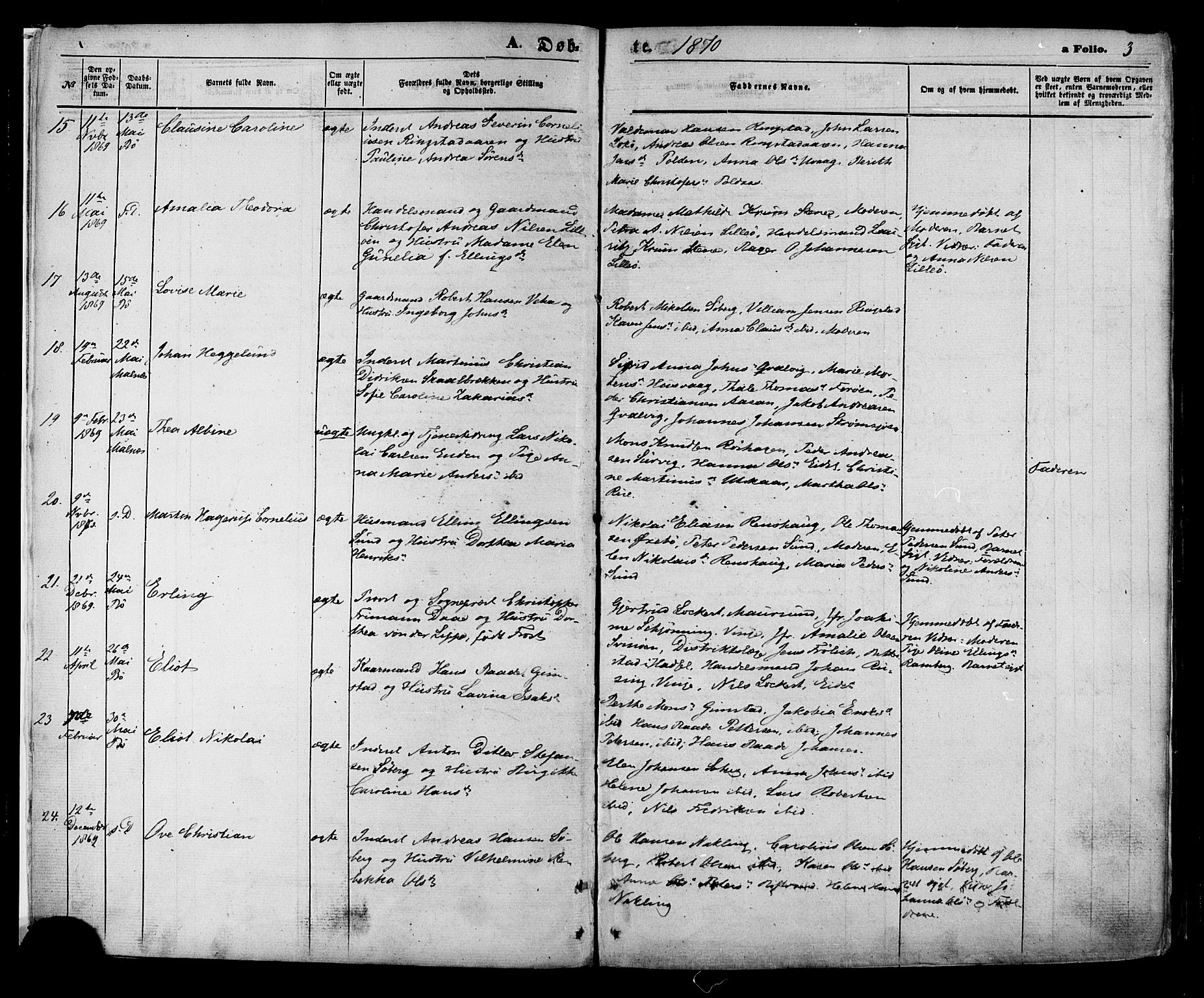 Ministerialprotokoller, klokkerbøker og fødselsregistre - Nordland, SAT/A-1459/891/L1301: Parish register (official) no. 891A06, 1870-1878, p. 3